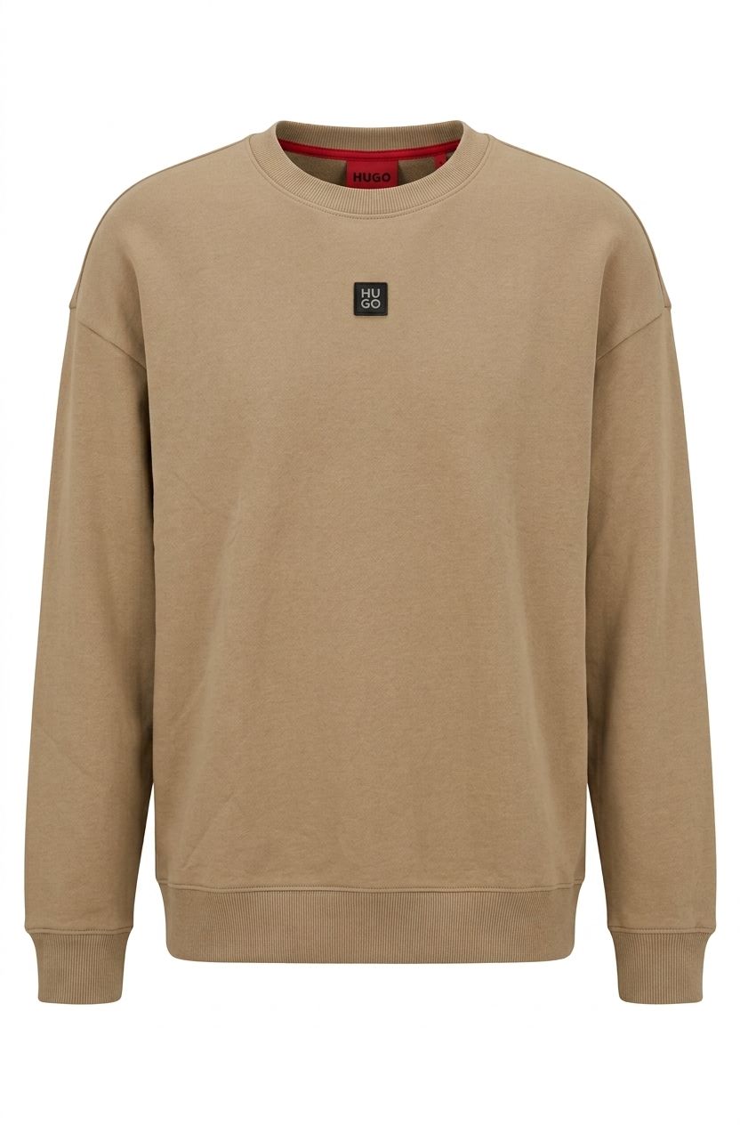 Mikina z bavlněné směsi s nášivkou s logem - Beige Overflow