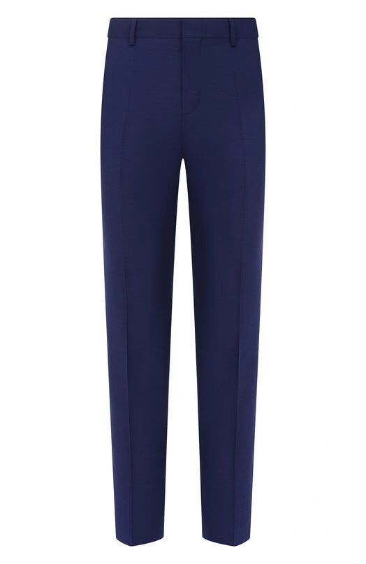 Kalhoty slim fit ze vzorované panenské vlny - Open Blue