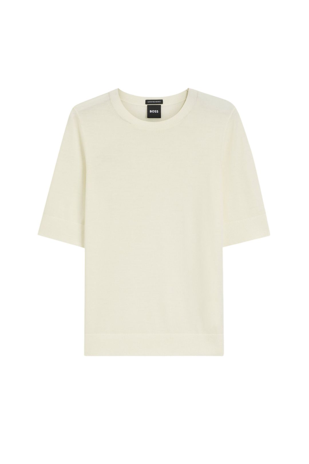 Svetr s krátkým rukávem z merino vlny - Open Beige