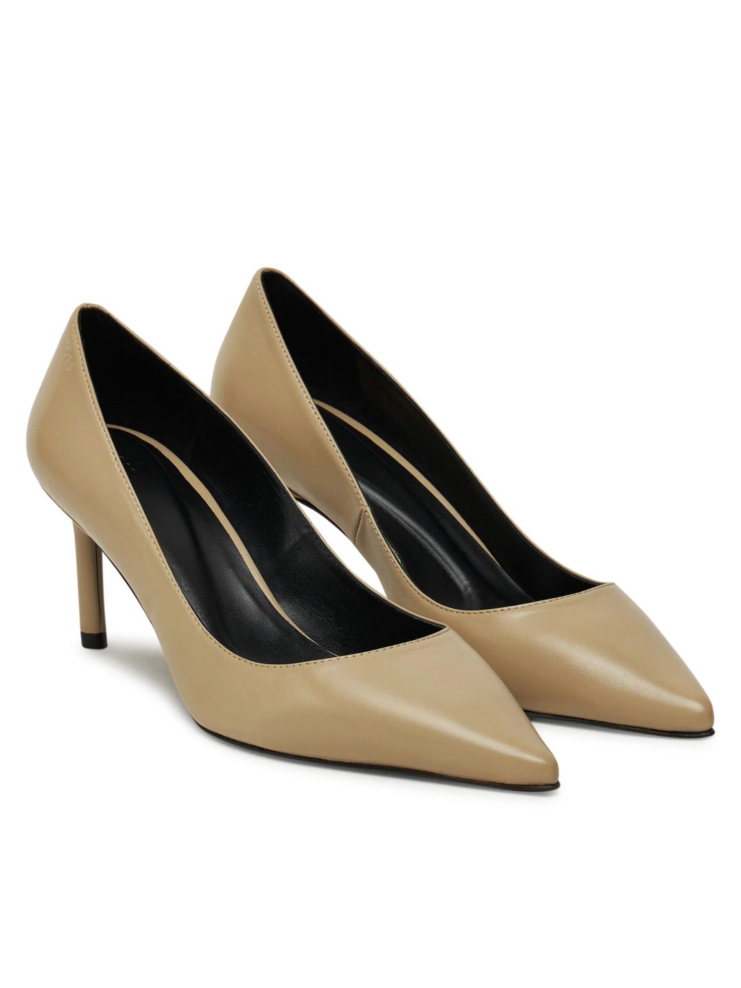 Kožené lodičky se špičatou špičkou - Light Beige