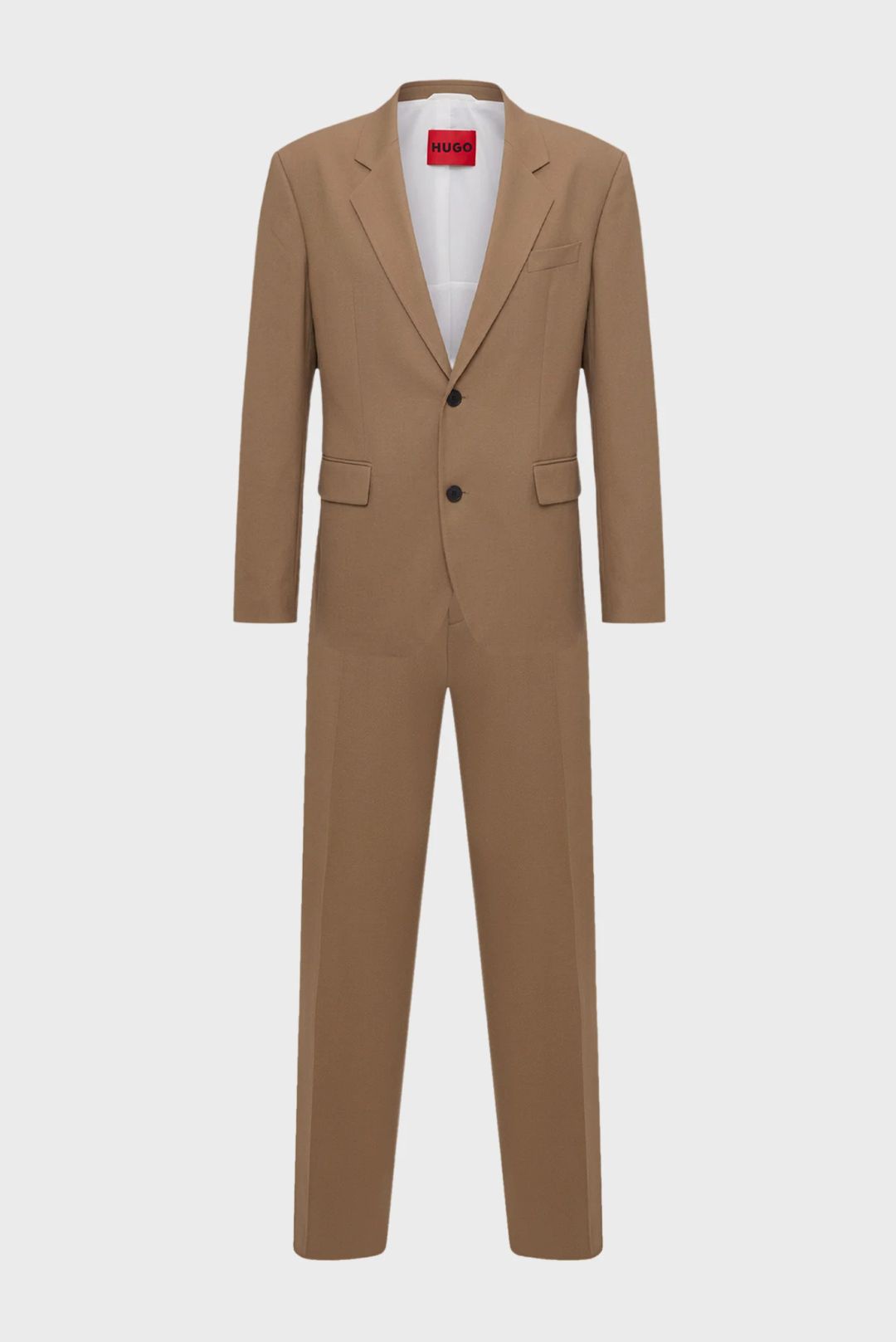 Dvoudílný oblek moderního střihu z strečového kepru - Beige Overflow