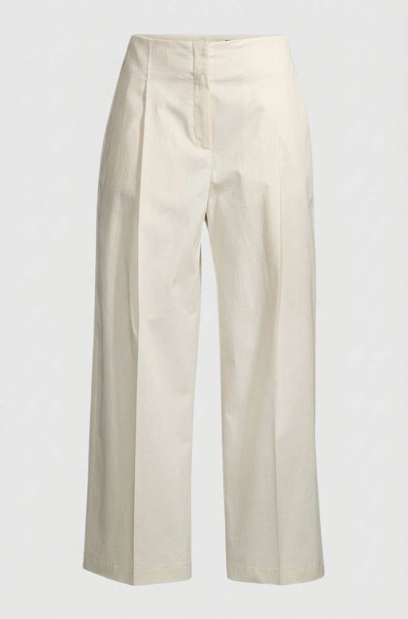 Culottes volného střihu ze strečové  bavlny - Open White
