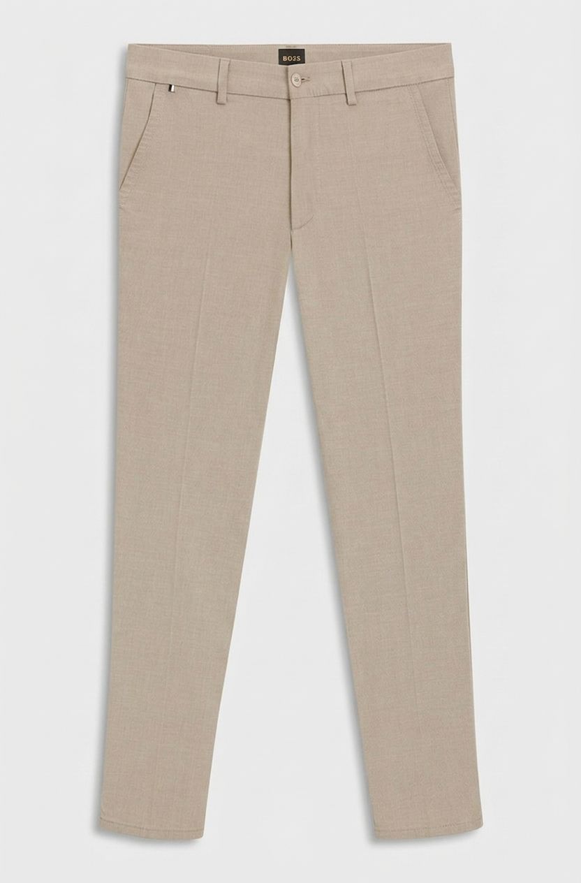 Kalhoty Maine regular střihu ze strečové bavlny dobby - Dark Beige