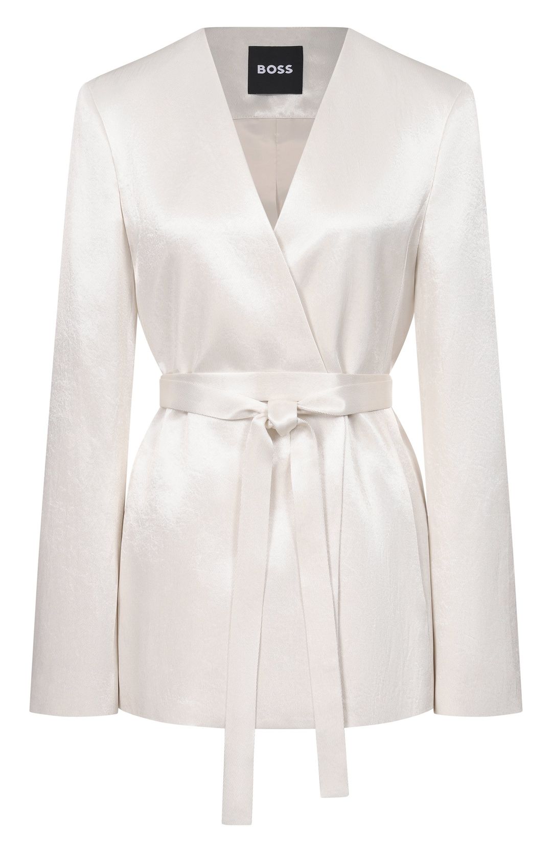 Úzký blazer z lesklého kepru - Open White
