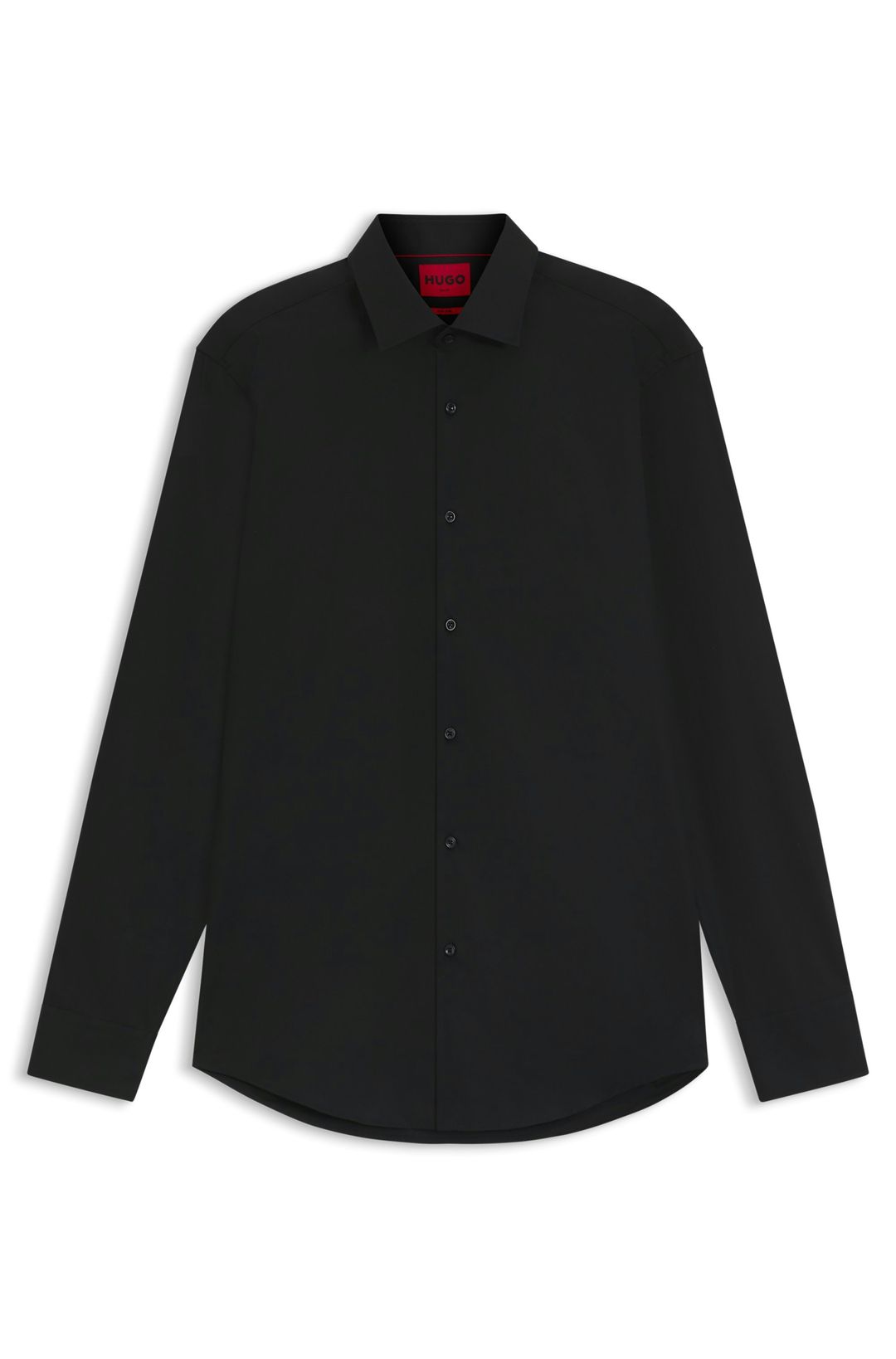 Košile slim fit z bavlněného popelínu, který se snadno žehlí - Black