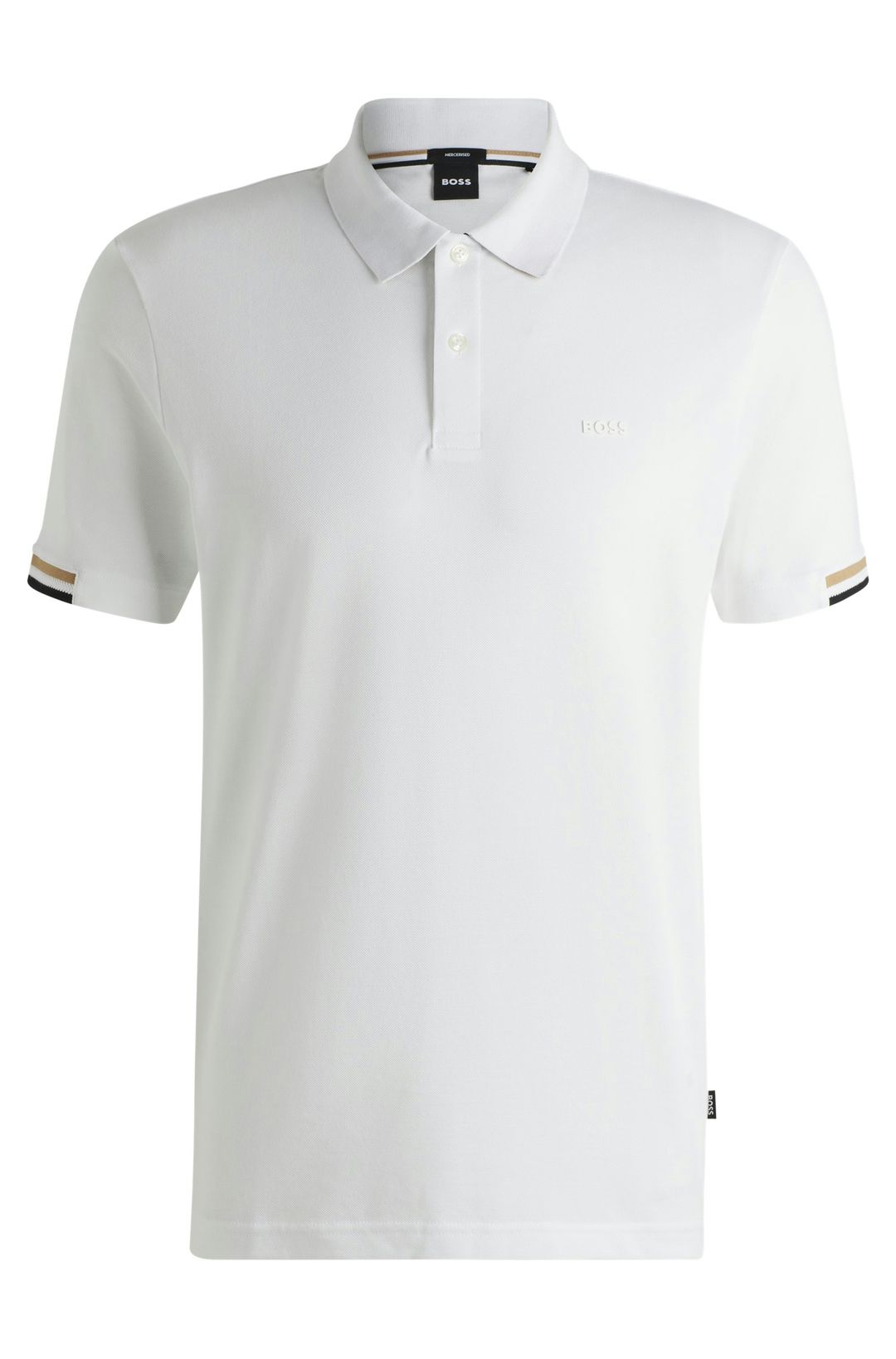 Polo tričko regular střihu s pogumovaným logem - White