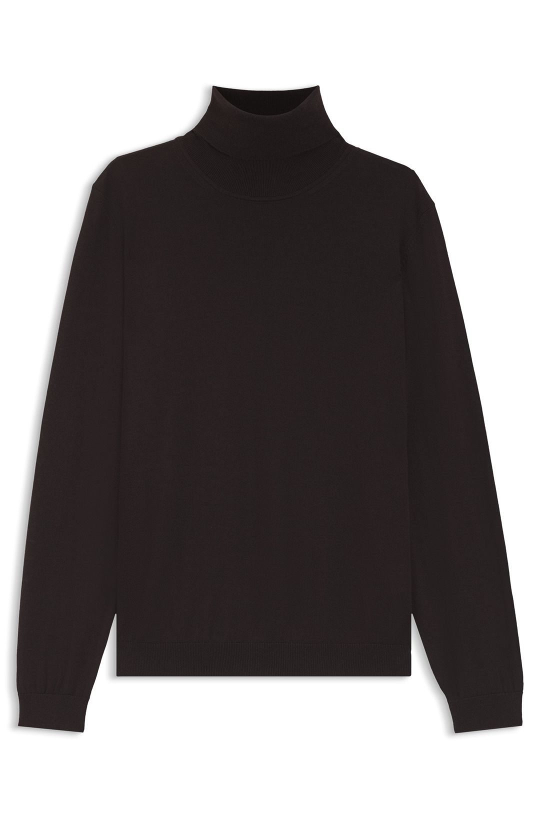 Rolákový svetr v regular střihu z merino vlny - Dark Brown