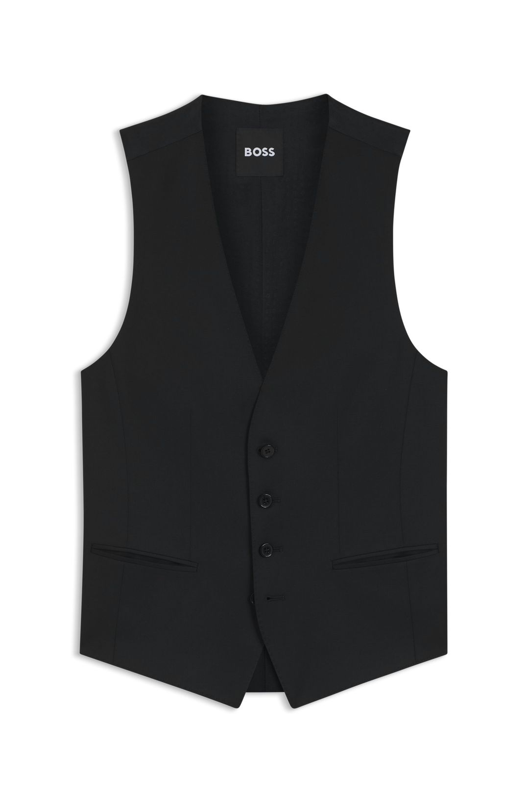 BOSS ONE Úzká vesta z panenské vlny serge - Black