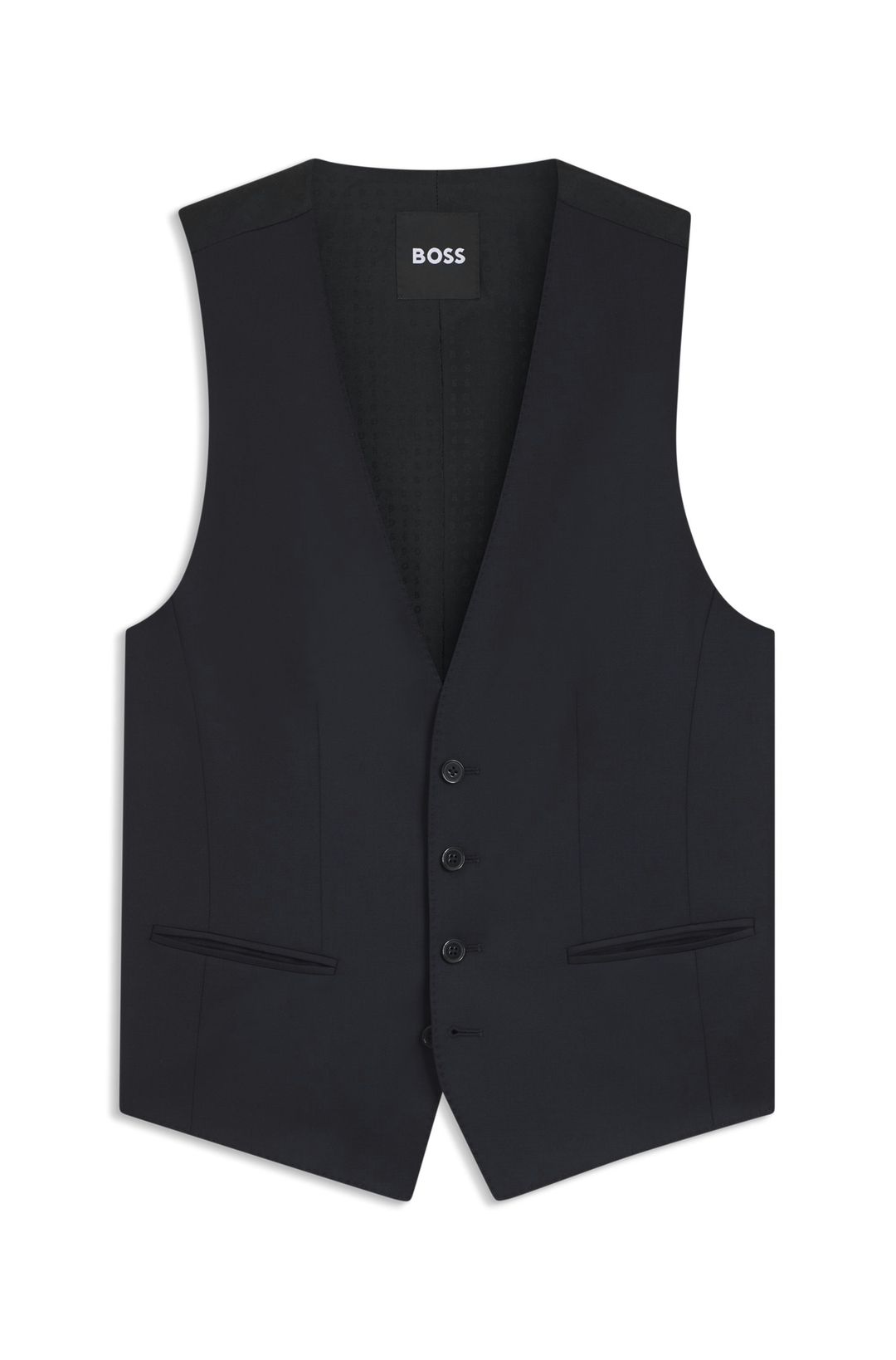 BOSS ONE Úzká vesta z panenské vlny serge - Dark Blue