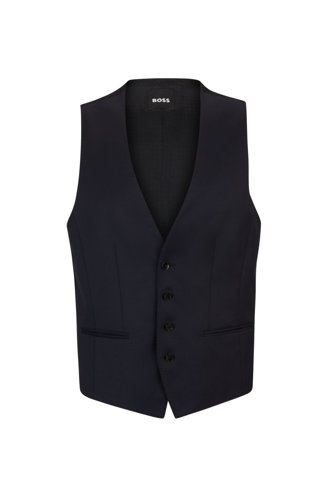 BOSS ONE Úzká vesta z panenské vlny serge - Dark Blue