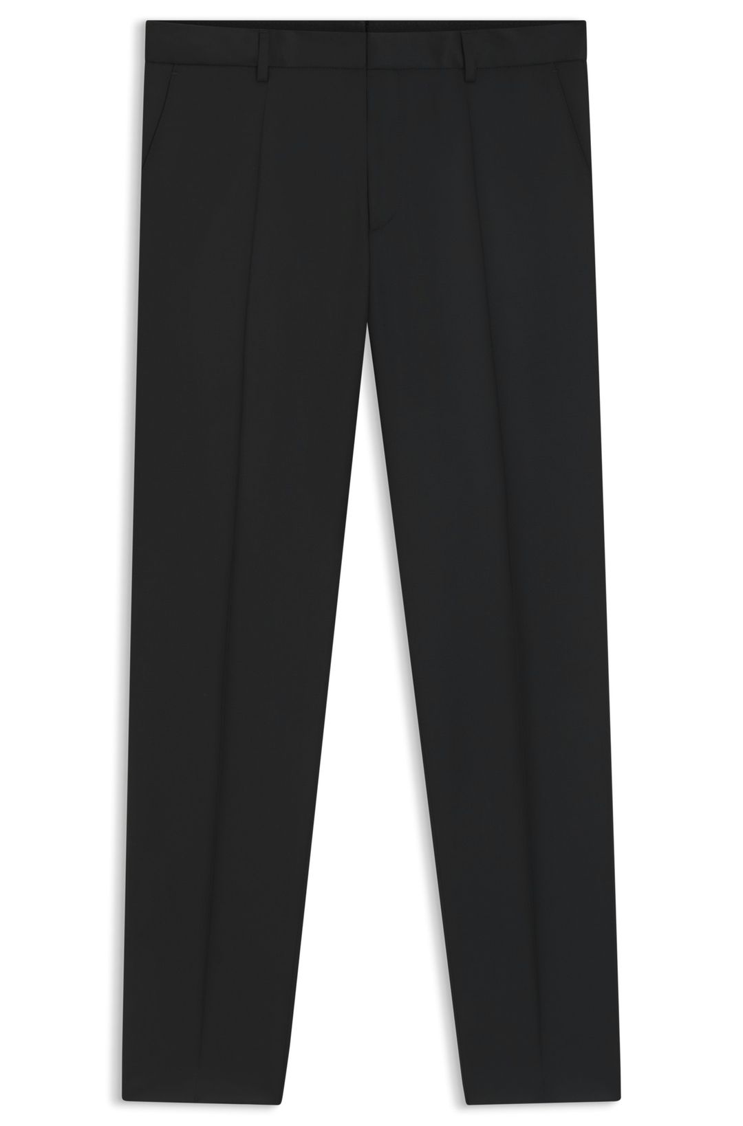 Kalhoty slim fit z panenské vlny serge - Black