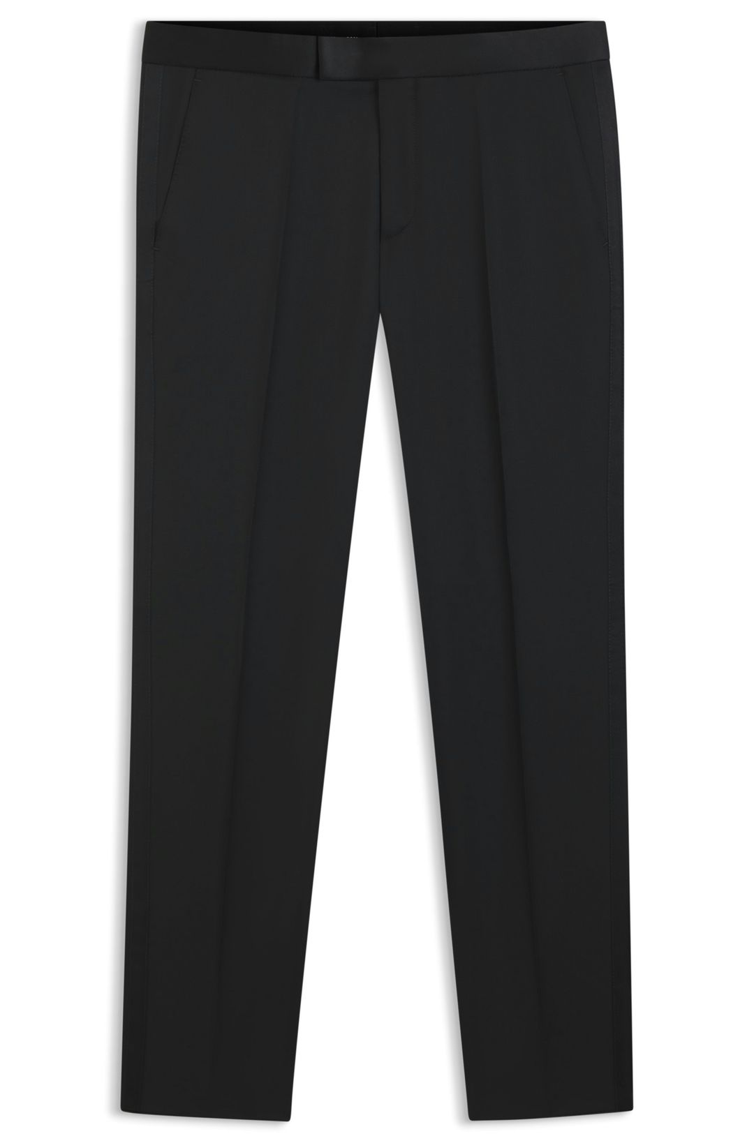 Smokingové kalhoty BOSS ONE slim fit z panenské vlny serge - Black