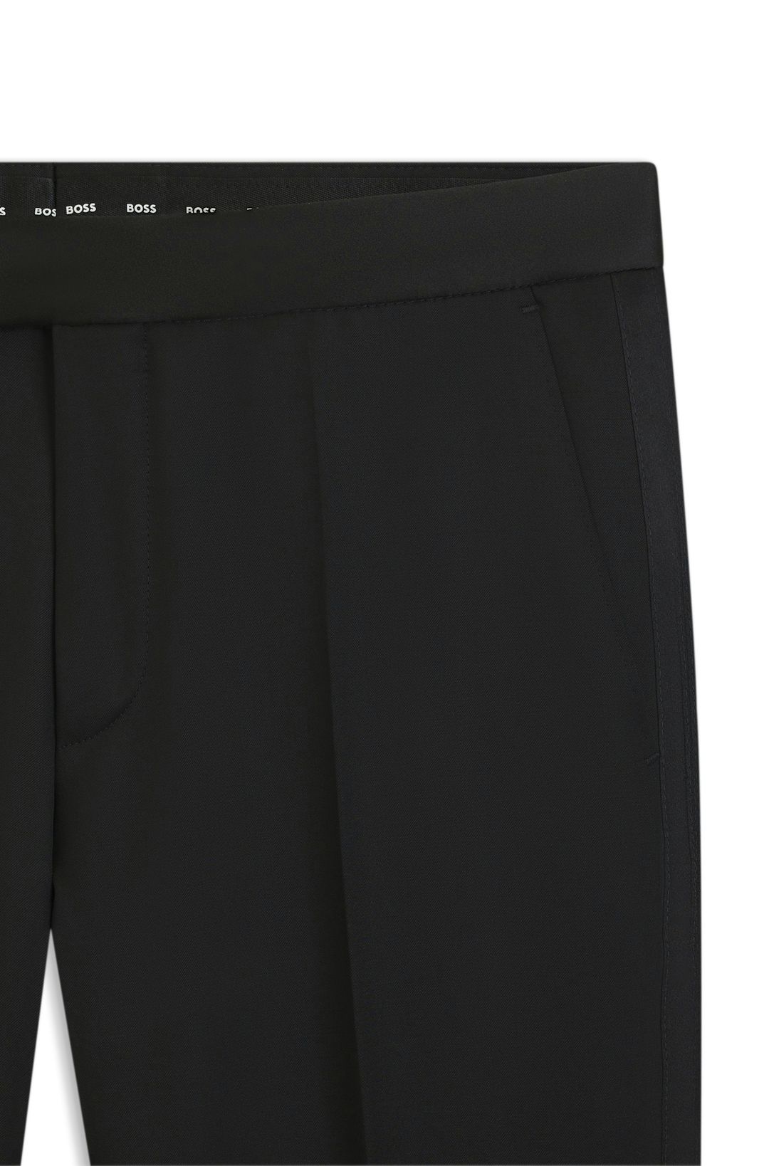 Smokingové kalhoty BOSS ONE slim fit z panenské vlny serge - Black