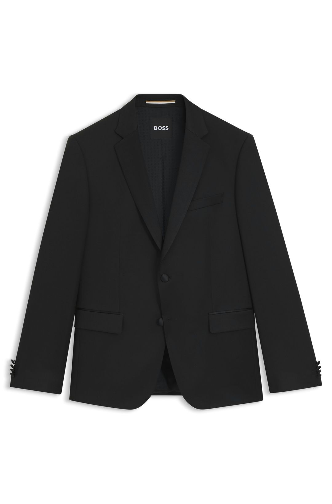 Smokingové sako BOSS ONE slim fit z panenské vlny serge - Black