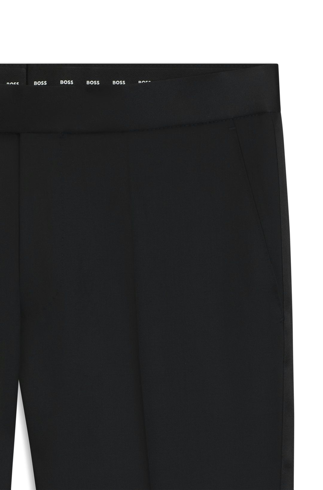 Smokingové kalhoty BOSS ONE regular střihu z panenské vlny serge - Black