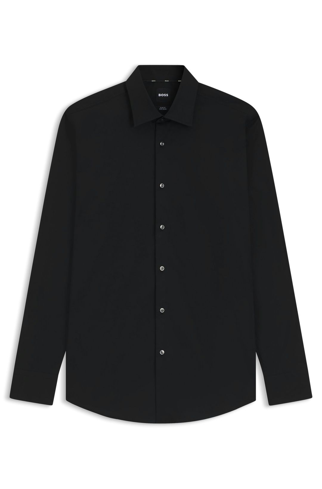 Košile slim fit z pružného bavlněného poplínu, který se snadno žehlí - Black