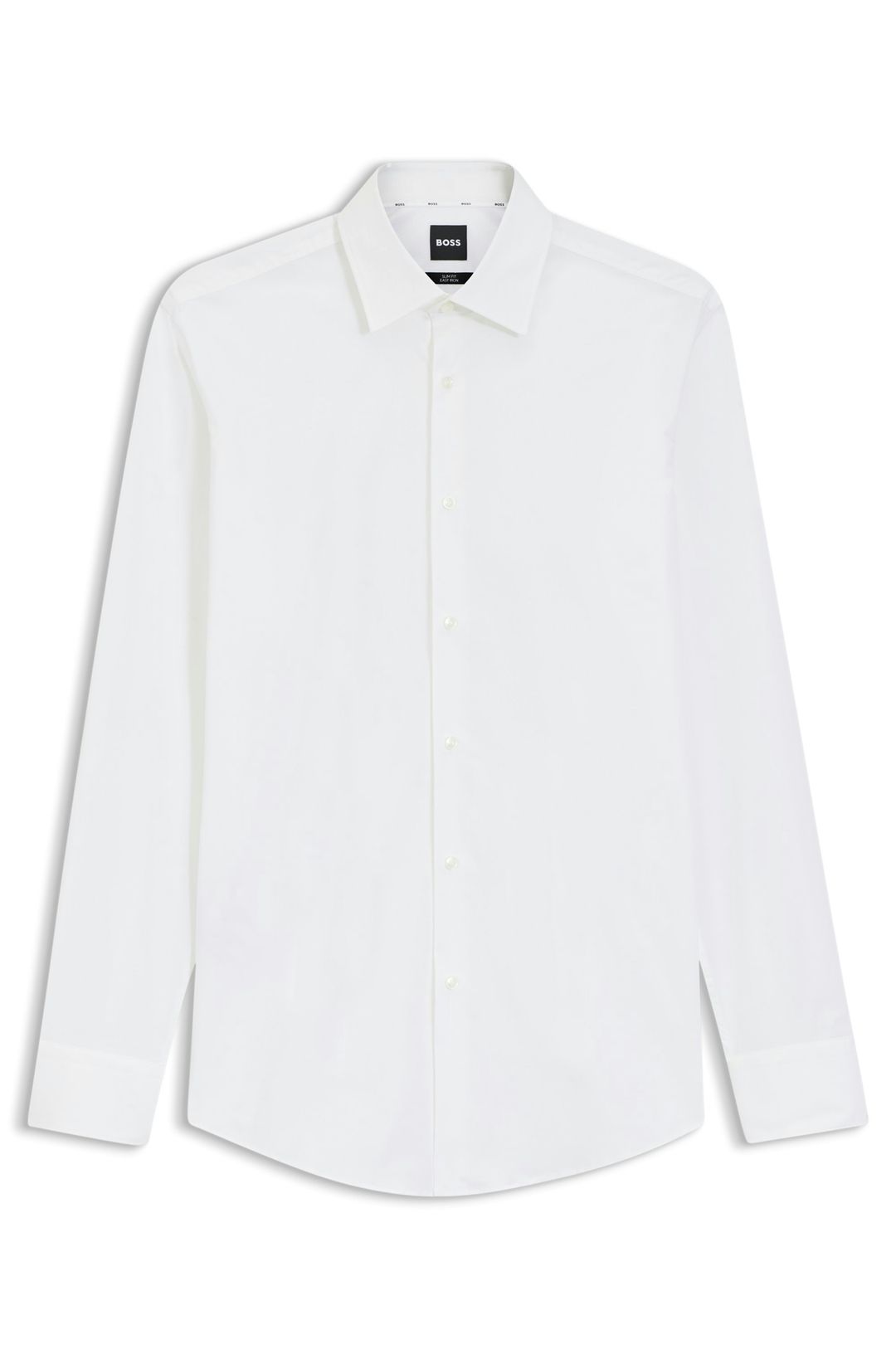 Košile slim fit z pružného bavlněného poplínu, který se snadno žehlí - White