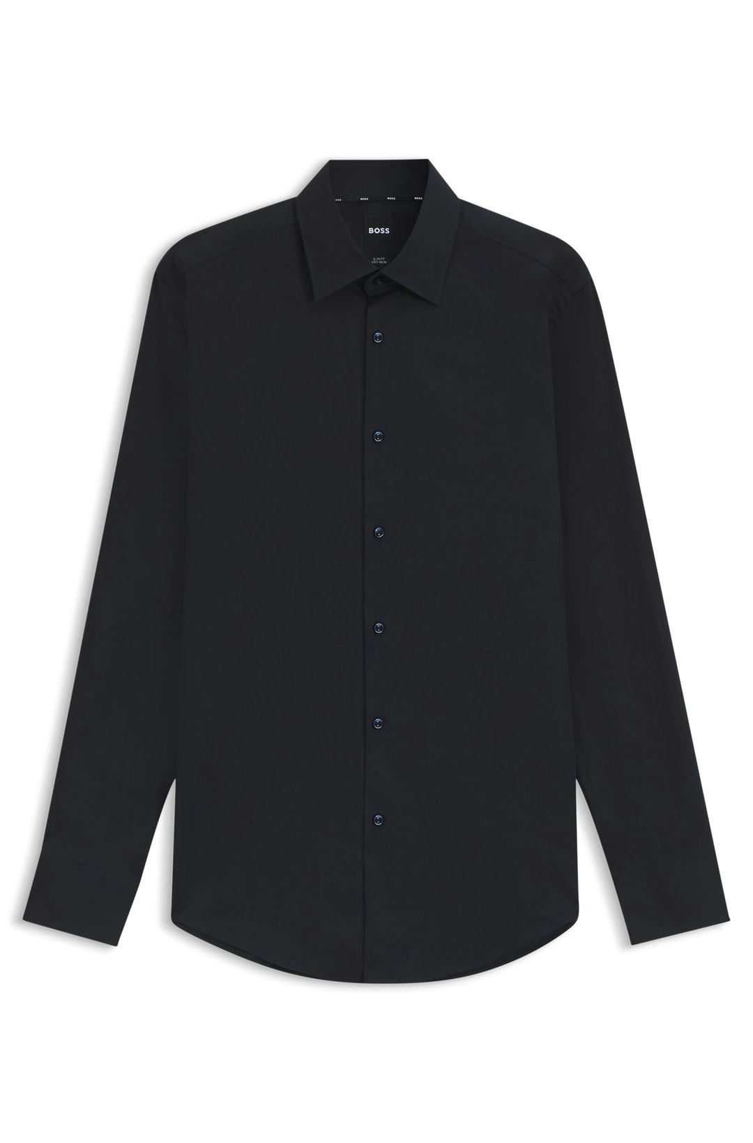Košile slim fit z pružného bavlněného poplínu, který se snadno žehlí - Dark Blue