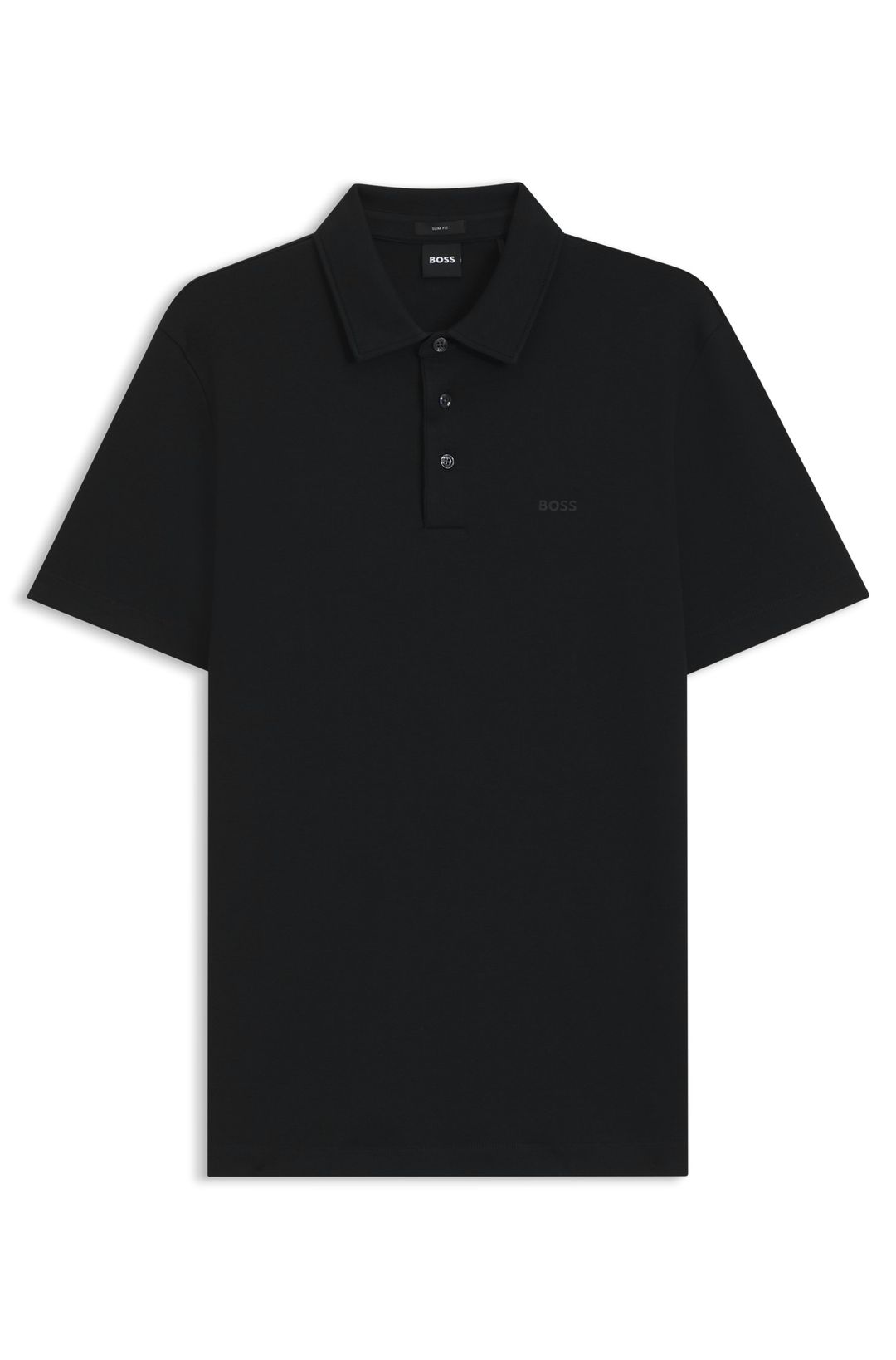 Polokošile slim fit z interlockové bavlny - Black