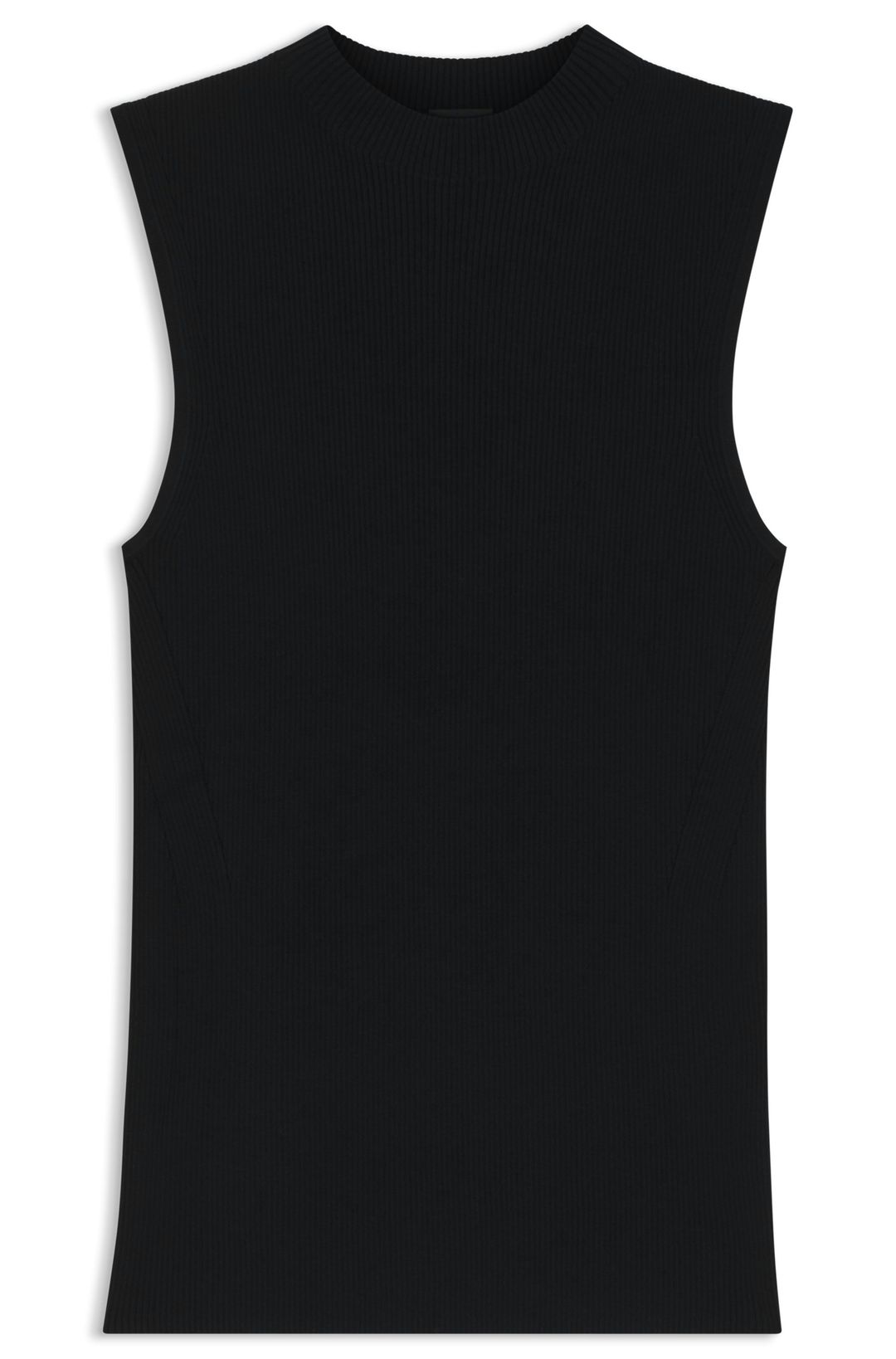 Žebrovaný top s falešným výstřihem - Black