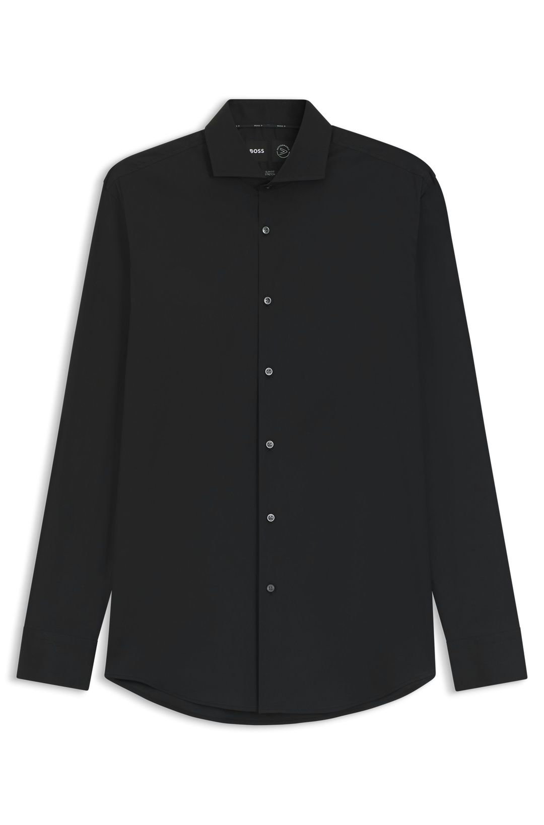 Košile slim fit z popelínu s bavlněnou směsí, která se snadno žehlí - Black