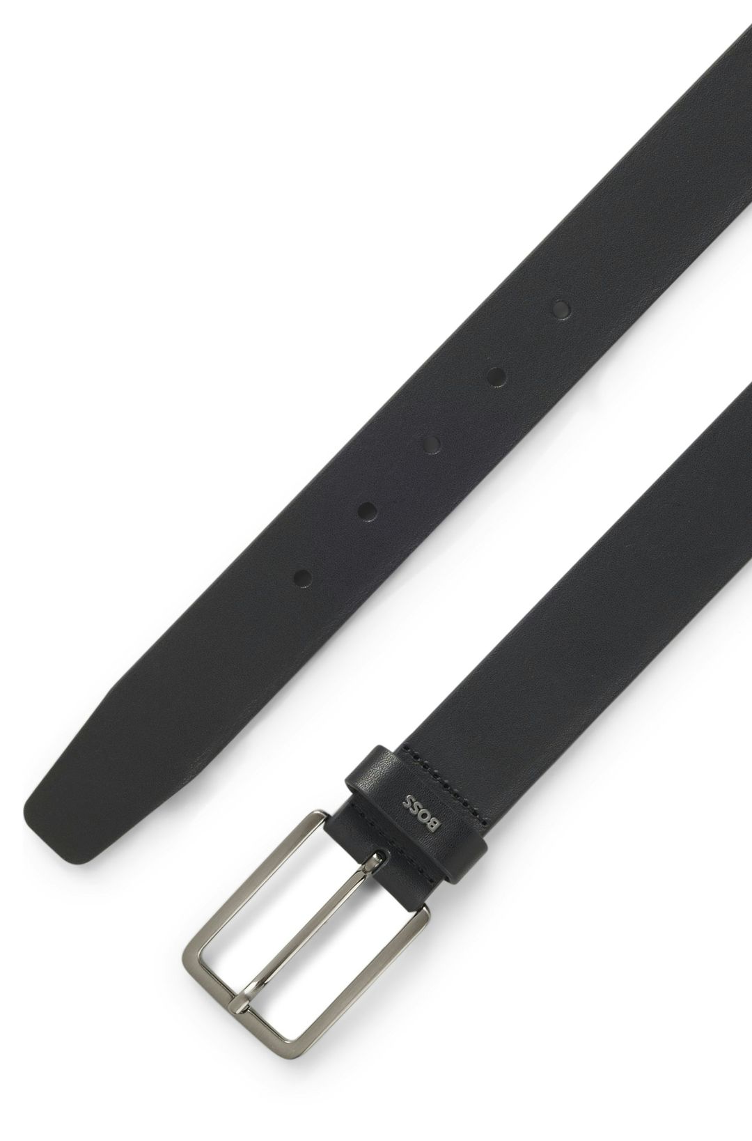 Kožený opasek s úchytem s logem - Black