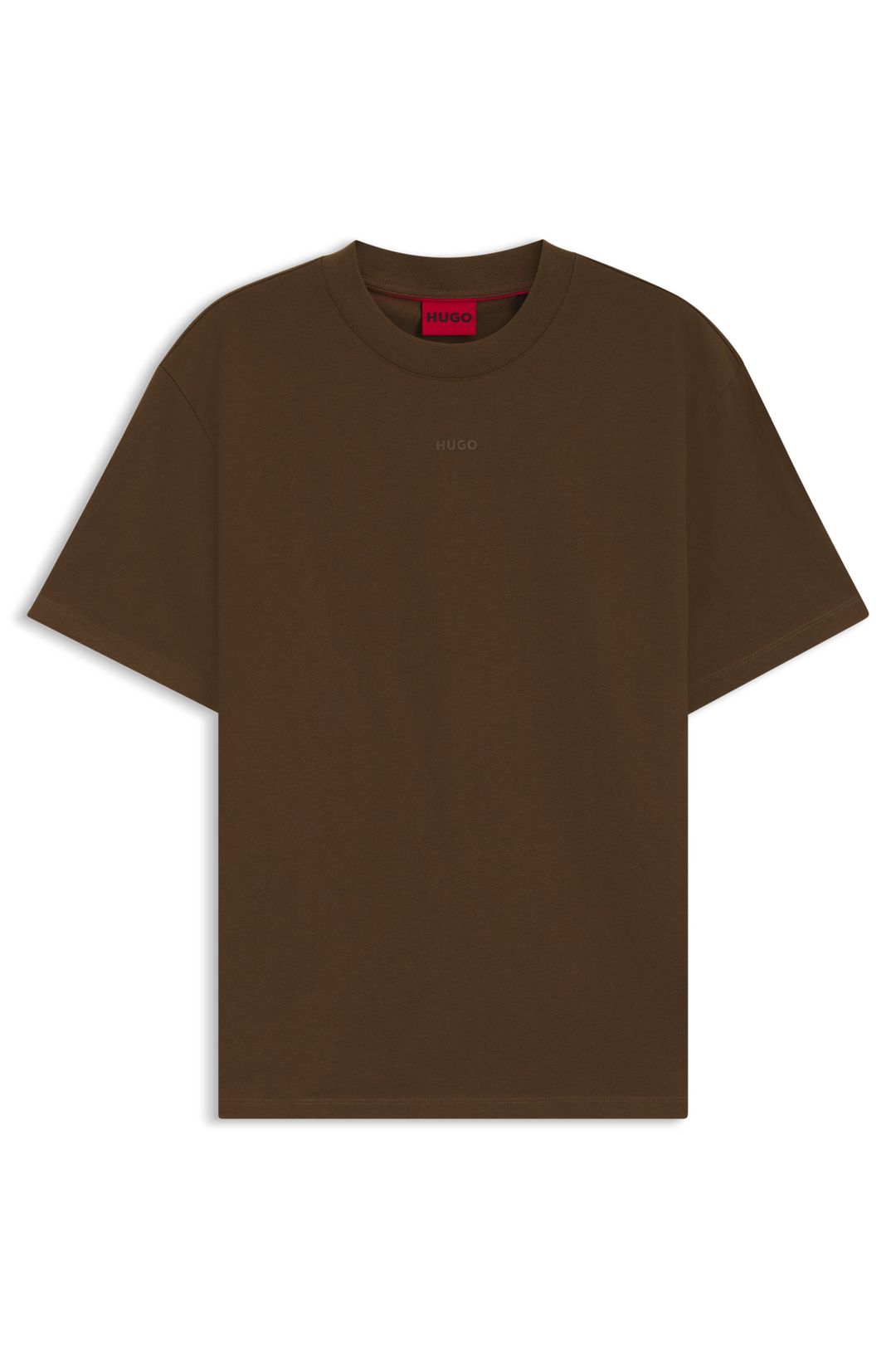 Bavlněné tričko volného střihu s potiskem loga - Medium Brown