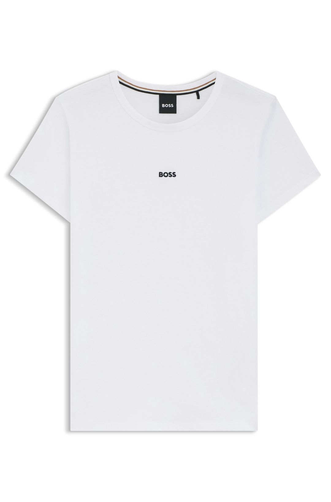 Tričko slim fit z organické bavlny s kontrastním logem - White