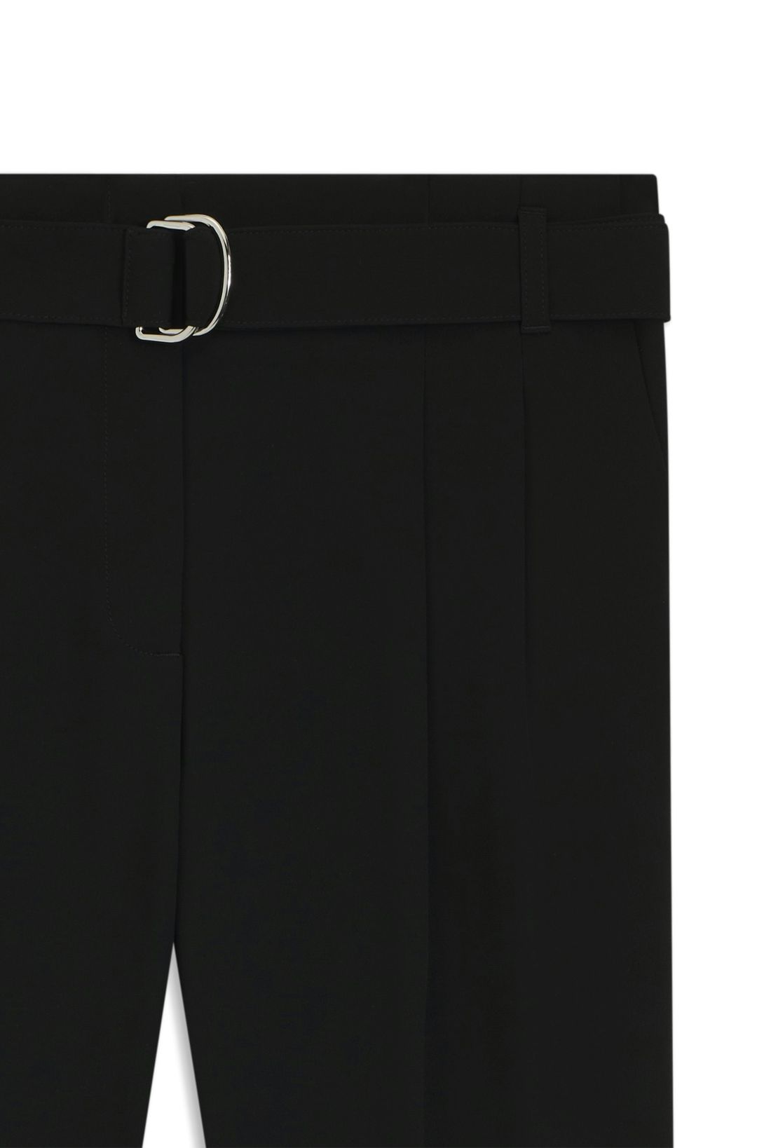 Zkrácené kalhoty regular střihu z nemačkavého krepu - Black