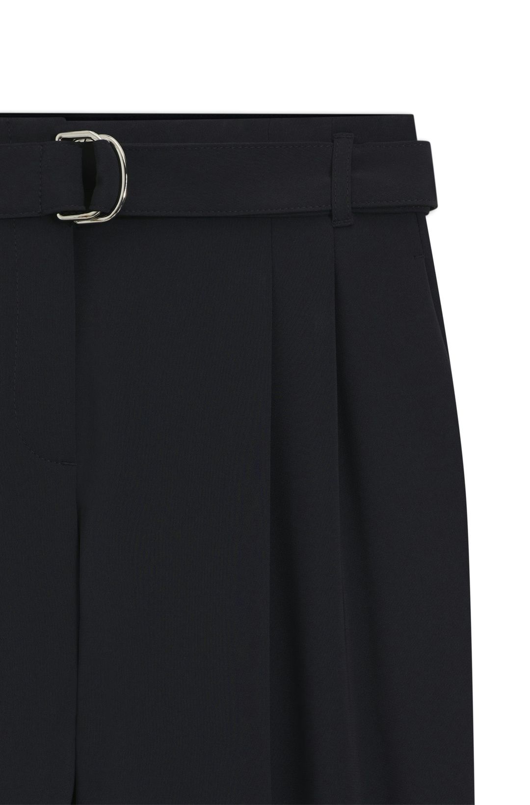 Zkrácené kalhoty regular střihu z nemačkavého krepu - Dark Blue