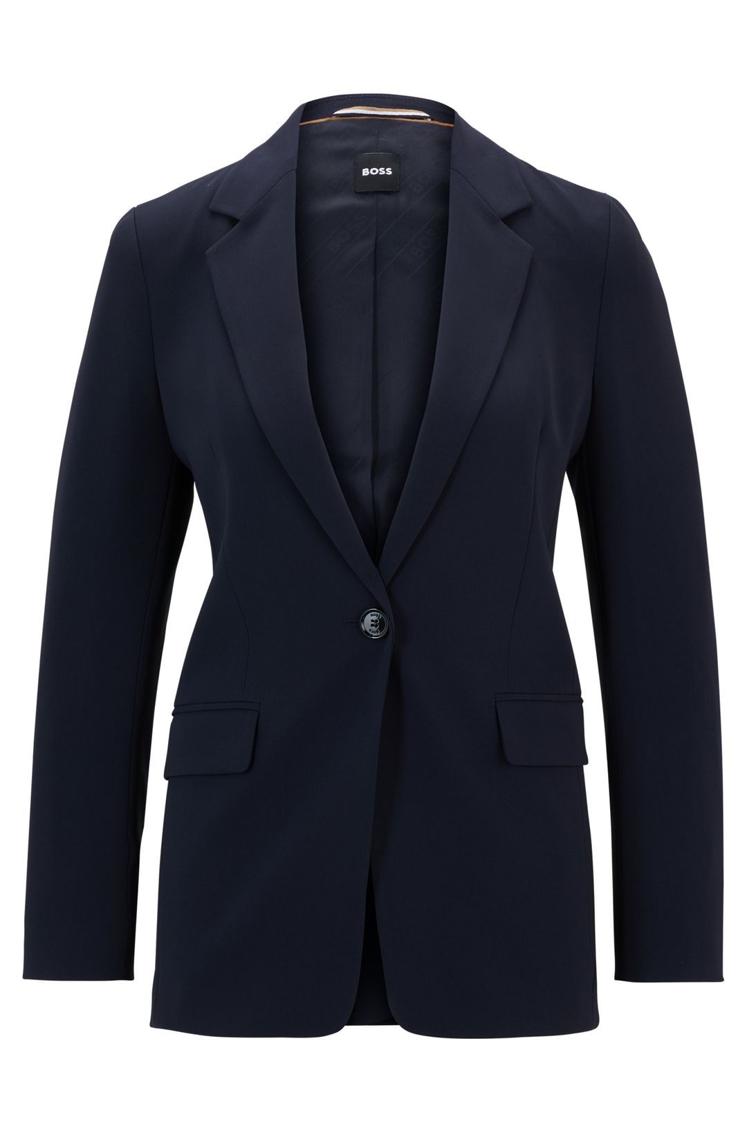 Dámské sako regular střihu z nemačkavého krepu - Dark Blue