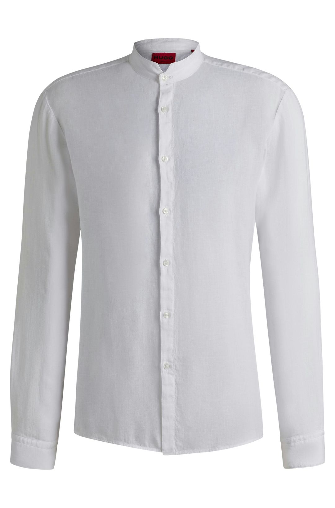 Košile slim fit z lněného plátna - Open White
