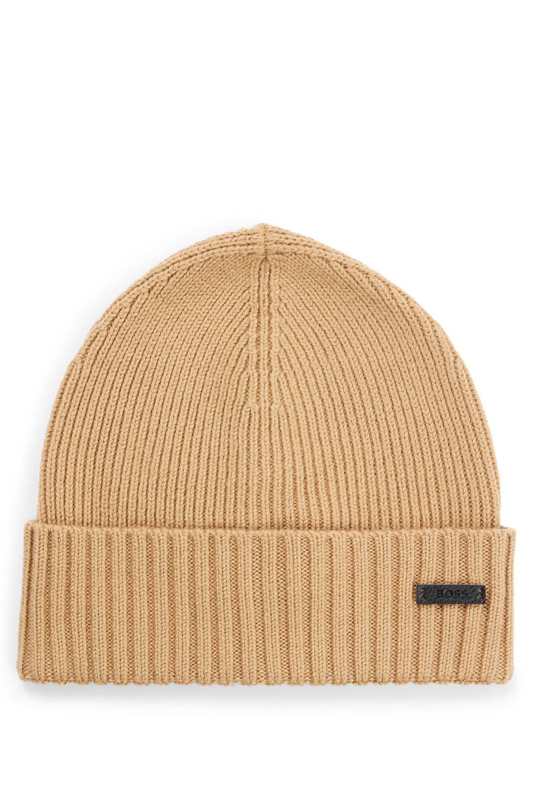 Čepice beanie z panenské vlny s logem - Medium Beige