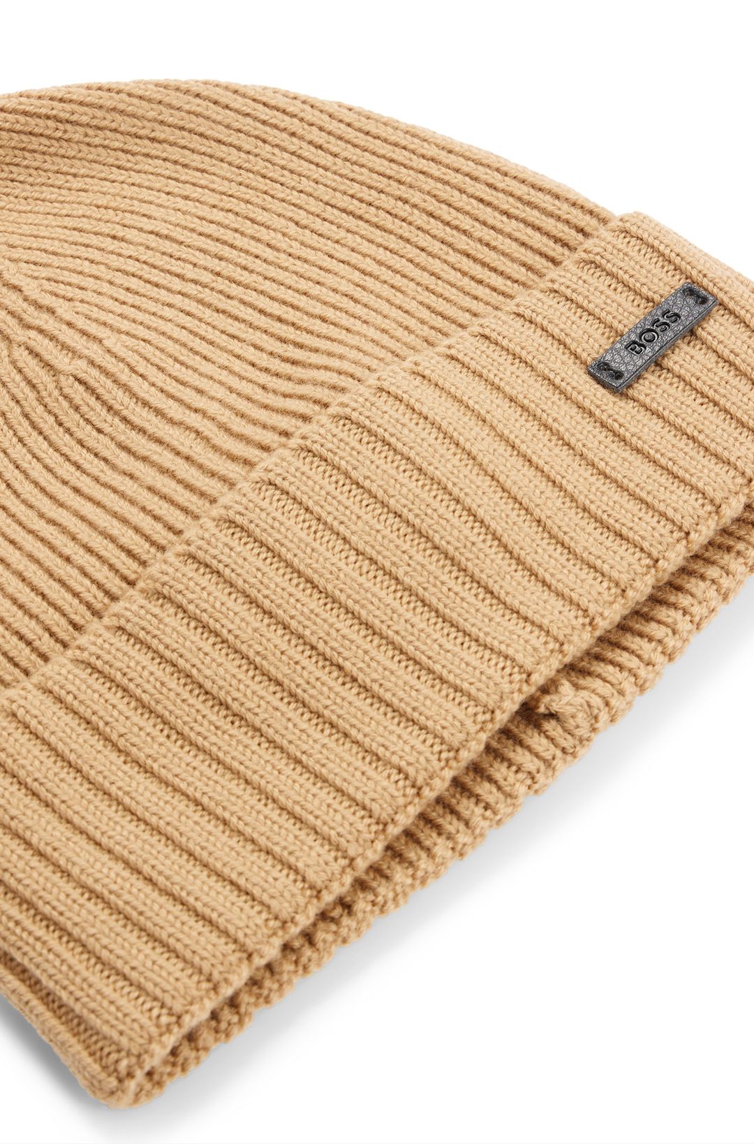 Čepice beanie z panenské vlny s logem - Medium Beige