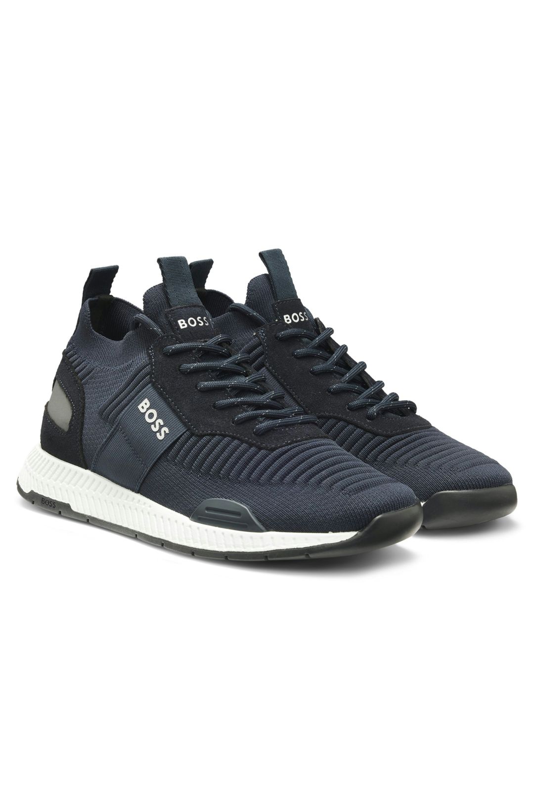 Tenisky s pleteným svrškem a semišovými lemováním - Dark Blue