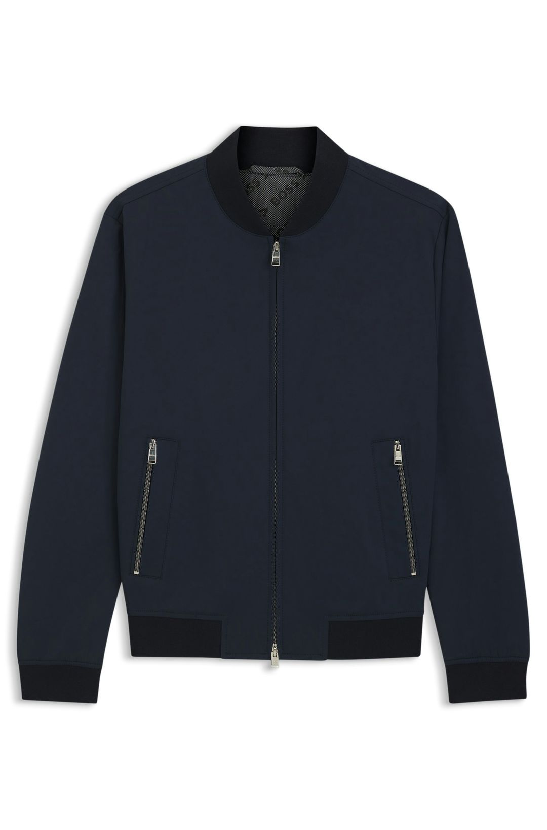 Bunda slim fit z funkčního strečového žerzeje - Dark Blue