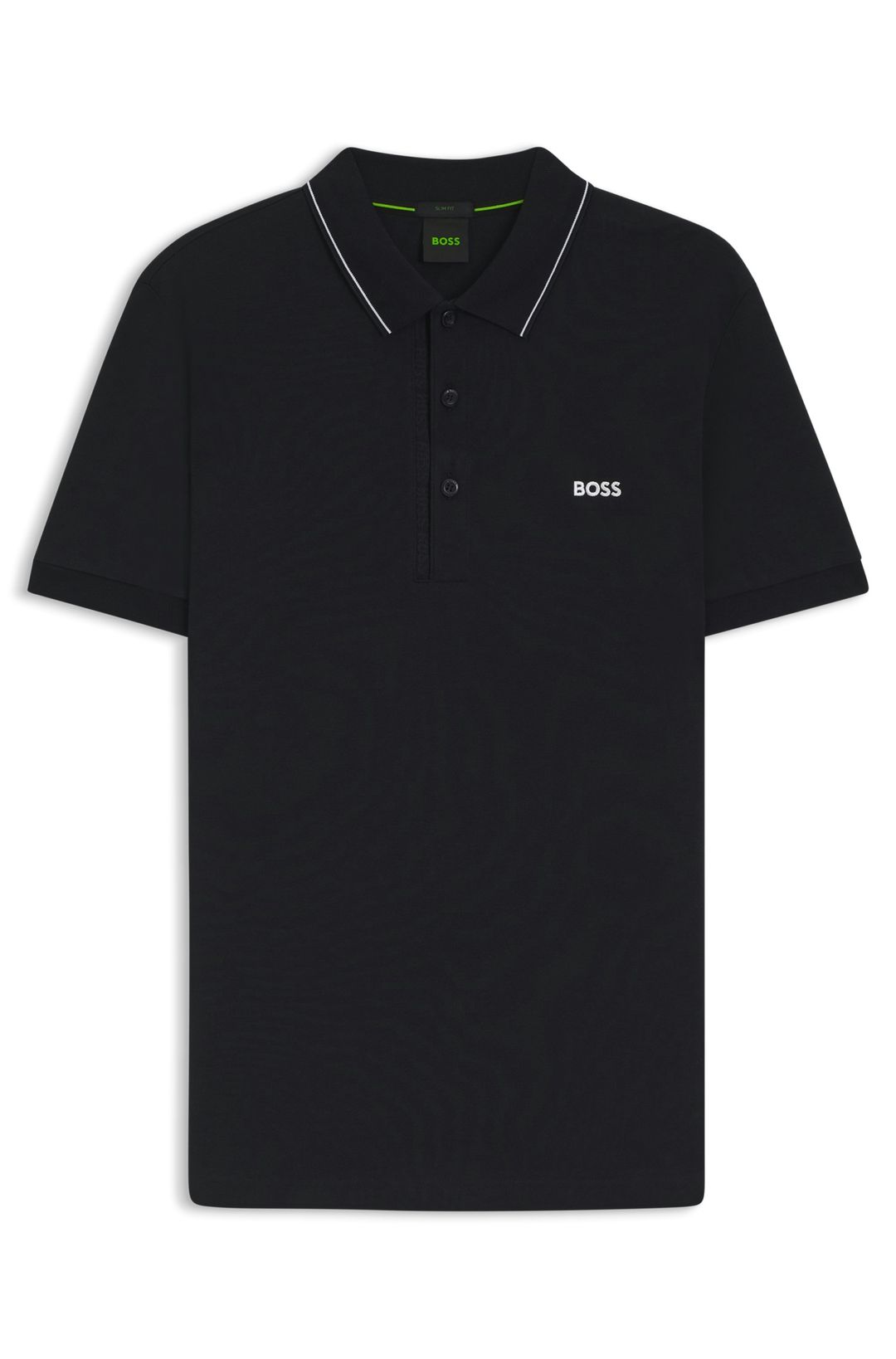 Polotričko slim fit z bavlněného piké s pruhovaným límcem - Dark Blue