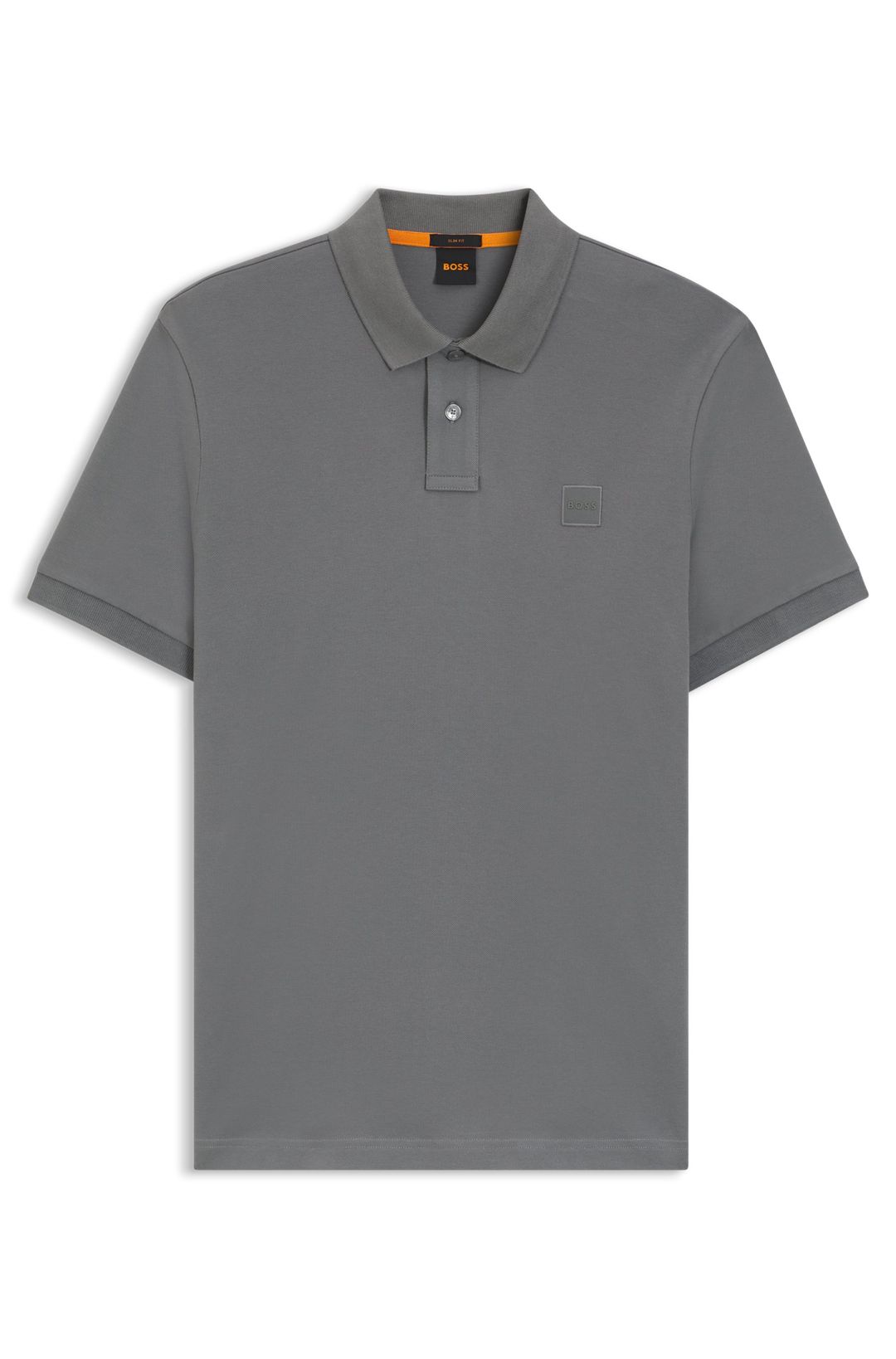 Polotričko slim fit ze strečové  bavlny s nášivkou s logem - Open Grey