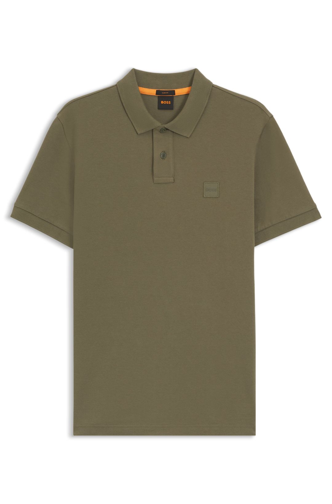 Polo tričko slim fit z strečové bavlny s nášivkou s logem - Open Green