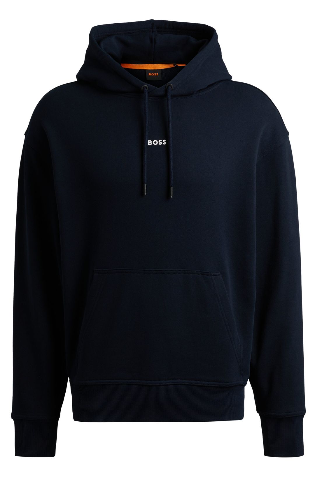 Flísová mikina s kapucí z bavlněného froté s kontrastním logem - Dark Blue