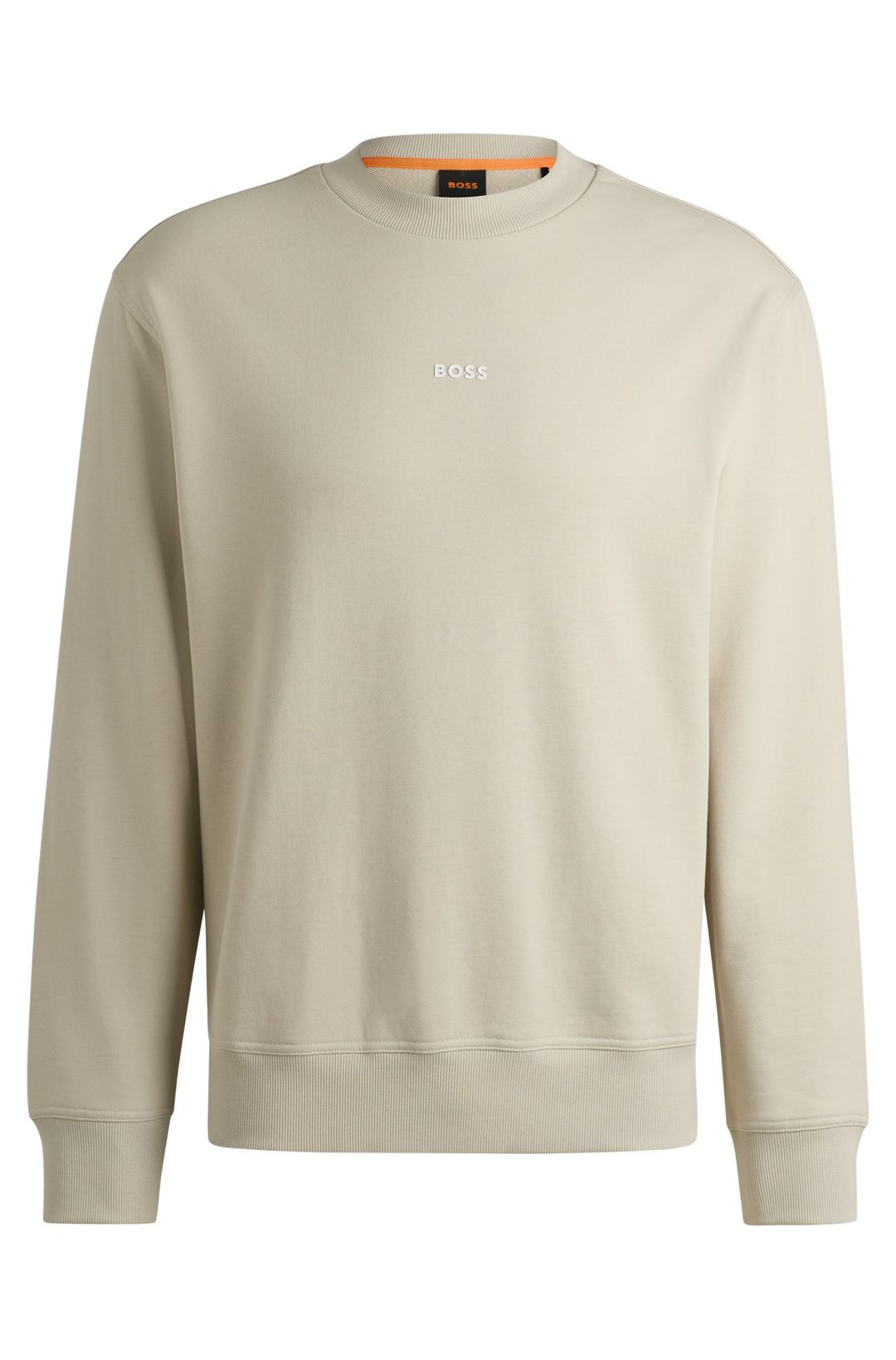 Mikina volného střihu z bavlněného froté s kontrastním logem - Light Beige