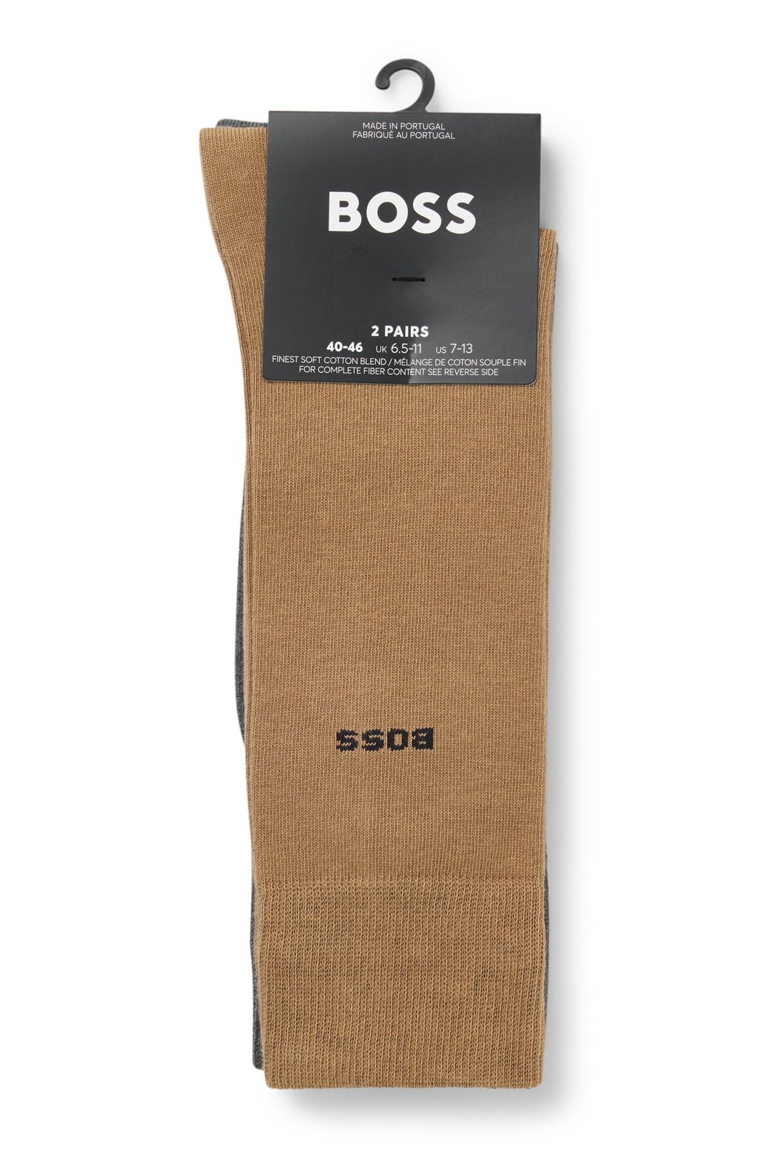 Dvojbalení business ponožek z měkké kompaktní bavlny - Medium Beige
