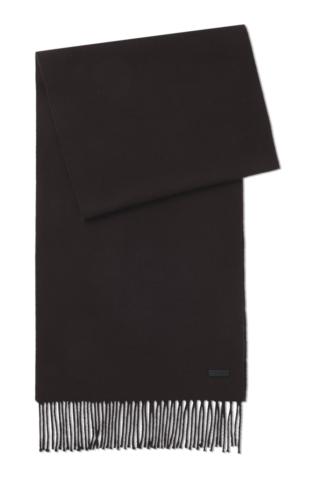 Italská vlněná šála s nášivkou s logem - Dark Brown
