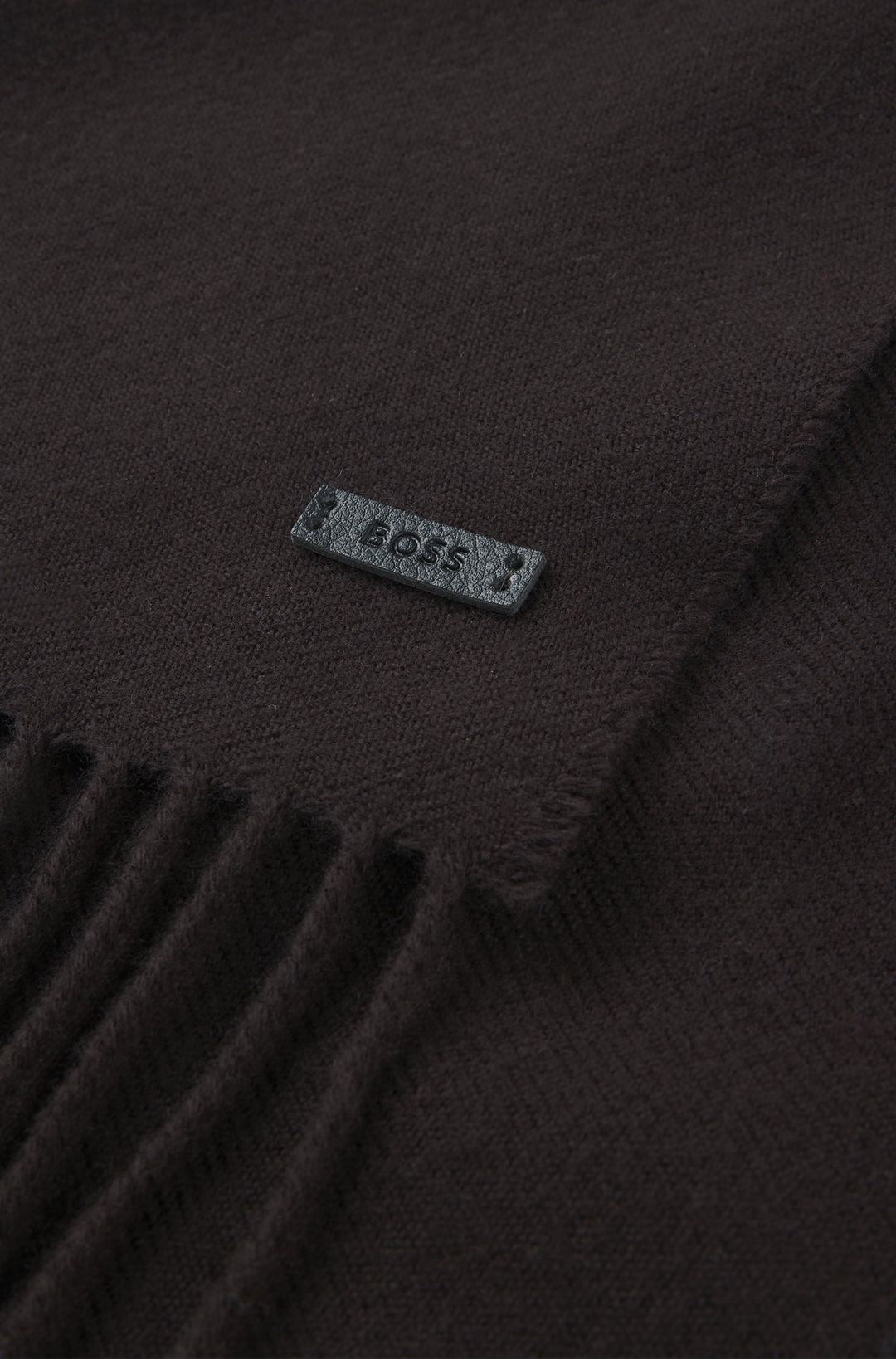 Italská vlněná šála s nášivkou s logem - Dark Brown