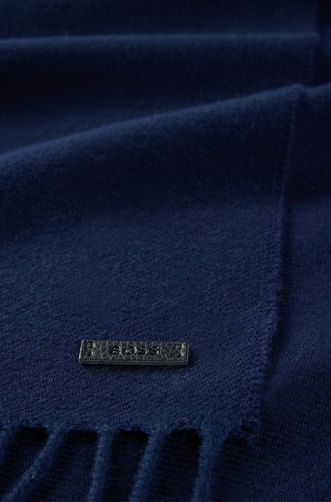 Italská vlněná šála s nášivkou s logem - Dark Blue