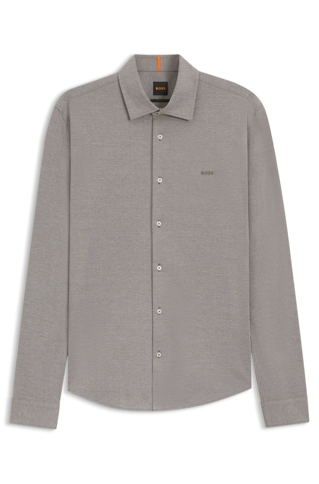 Košile slim fit z melanžového bavlněného žerzeje - Open Green