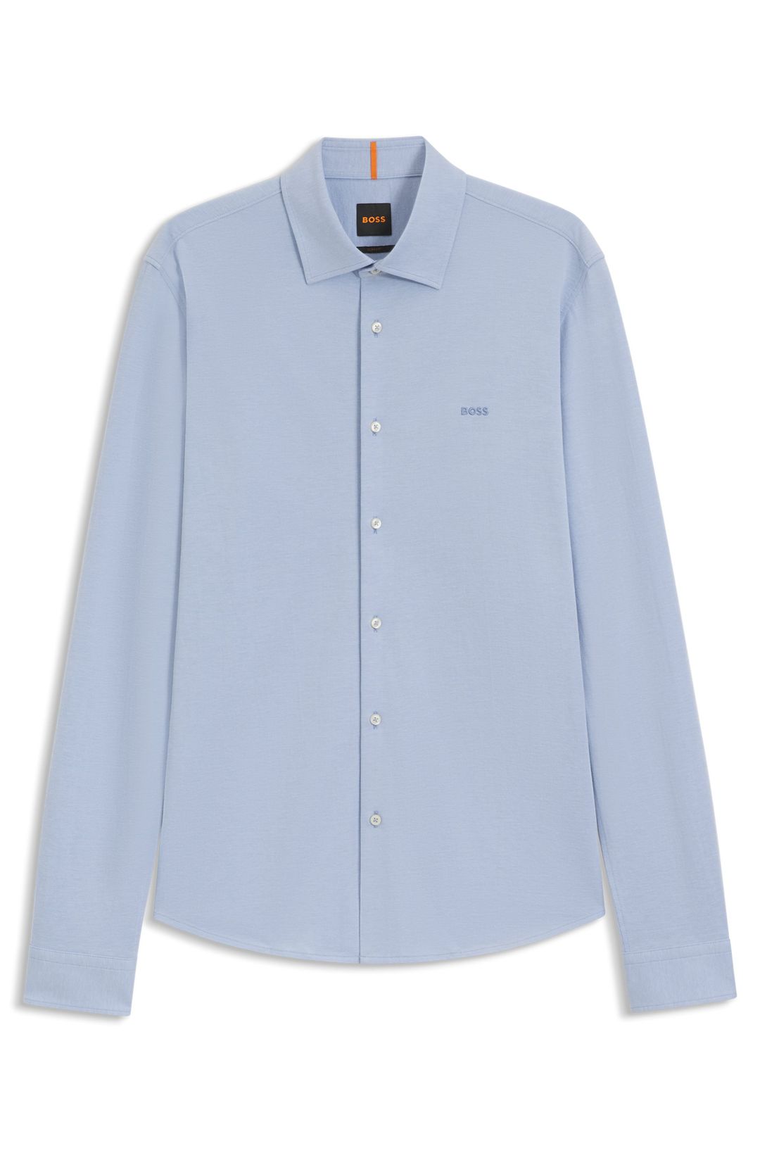 Košile slim fit z melanžového bavlněného žerzeje - Open Blue