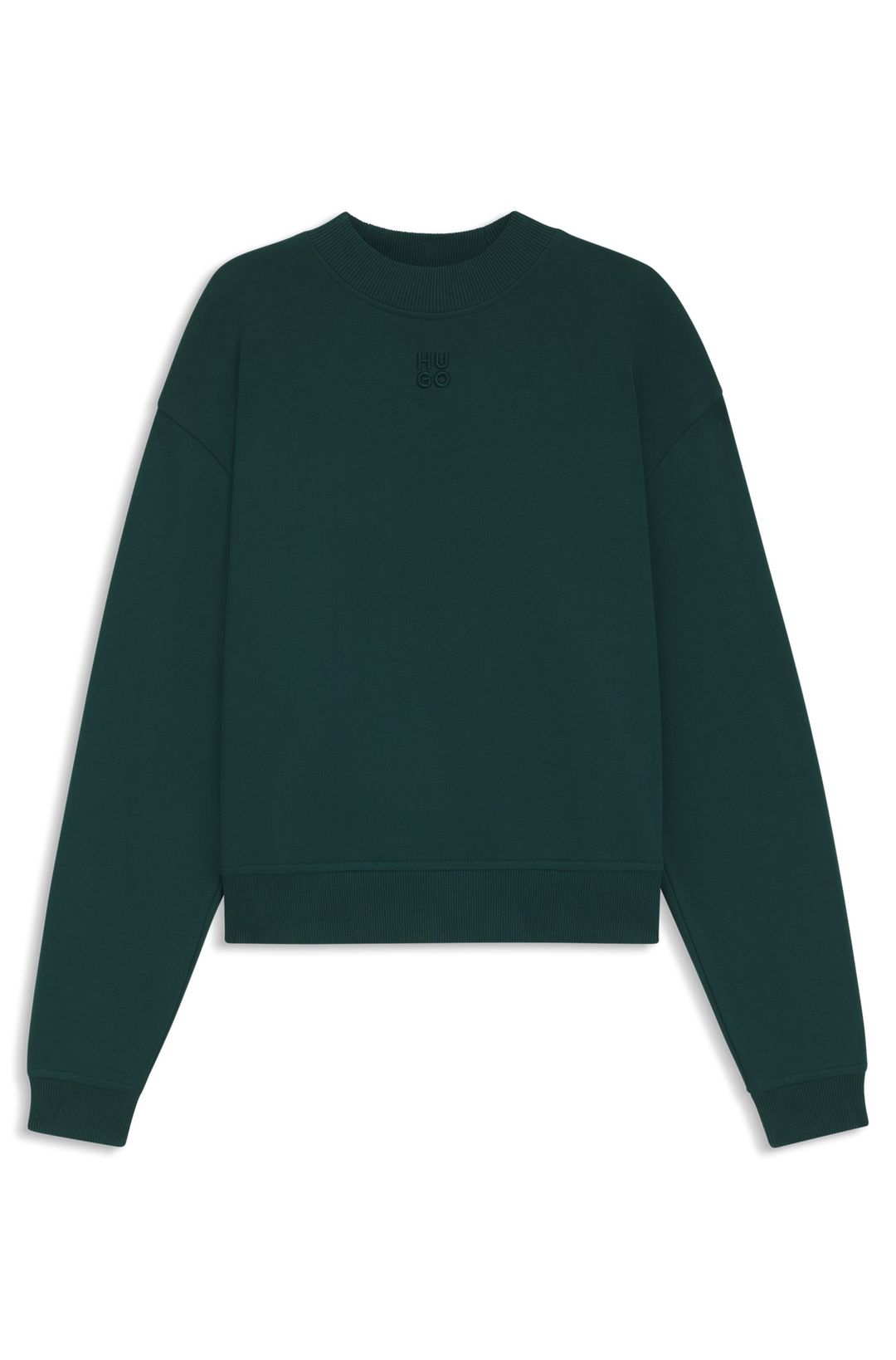Mikina z bavlněného froté s výšivkou loga - Dark Green