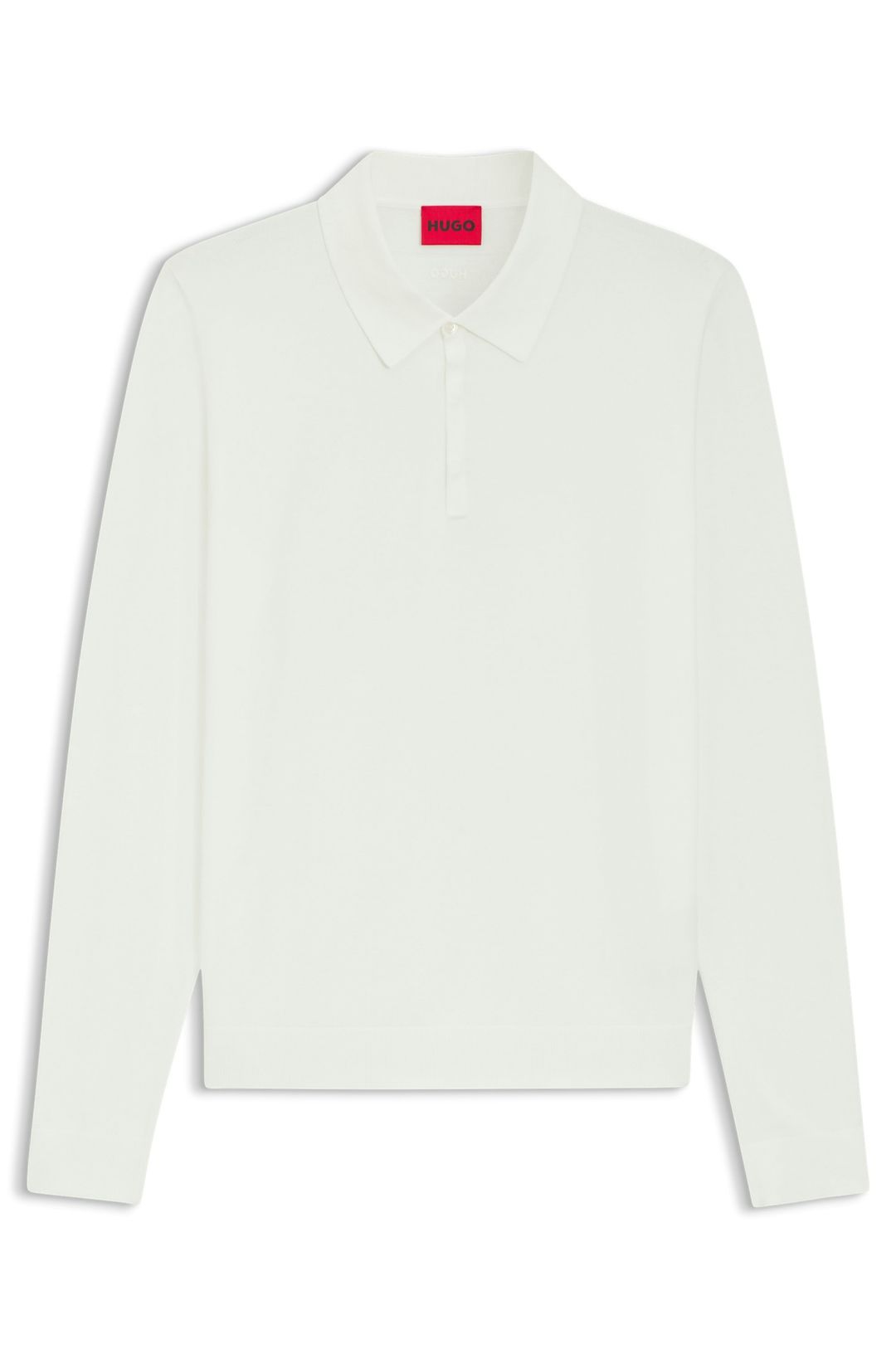 Pletené polo slim fit s logem na zadech - Natural