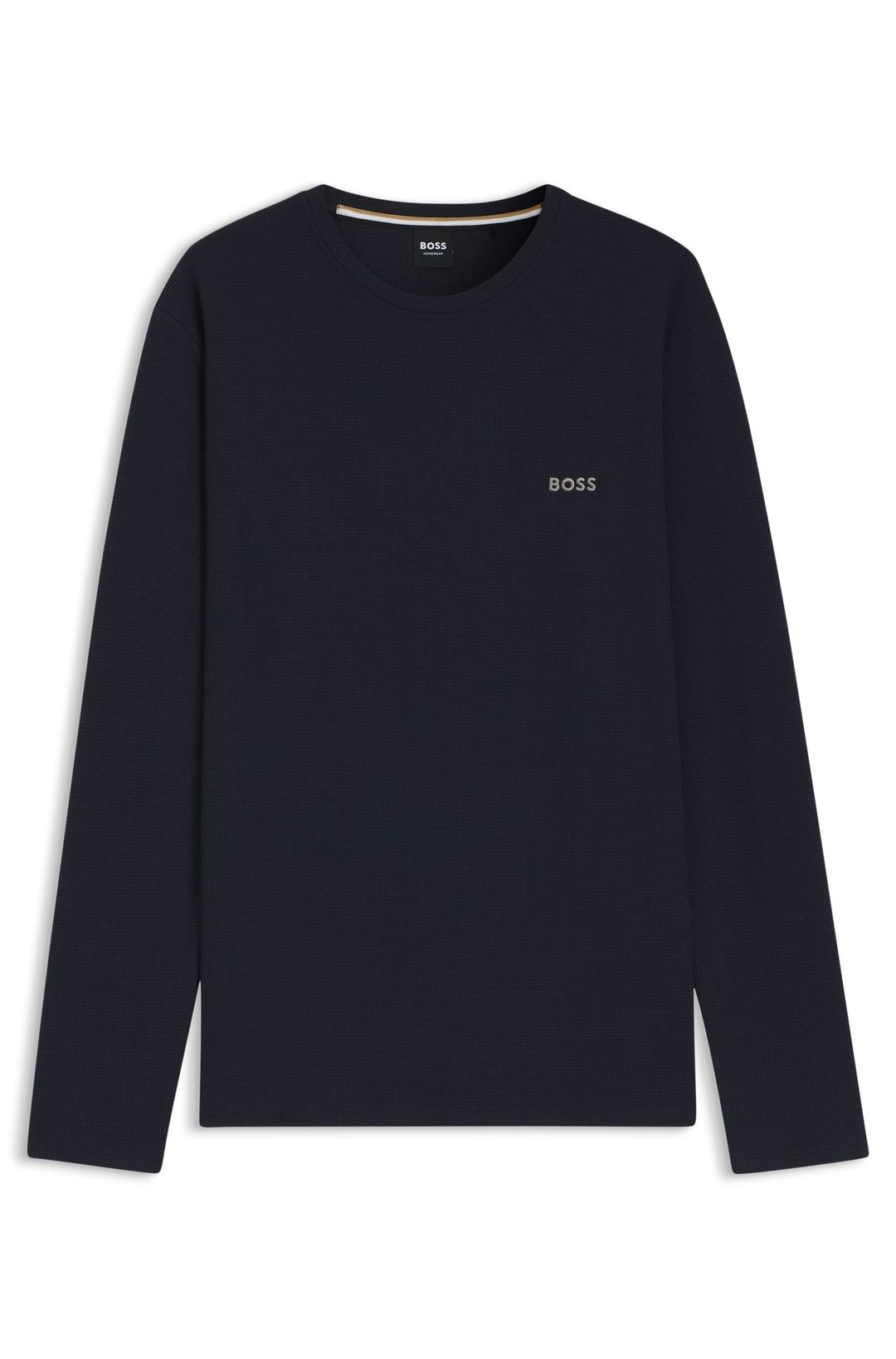 Pánské pyžamové tričko BOSS Waffle LS-Shirt - Dark Blue